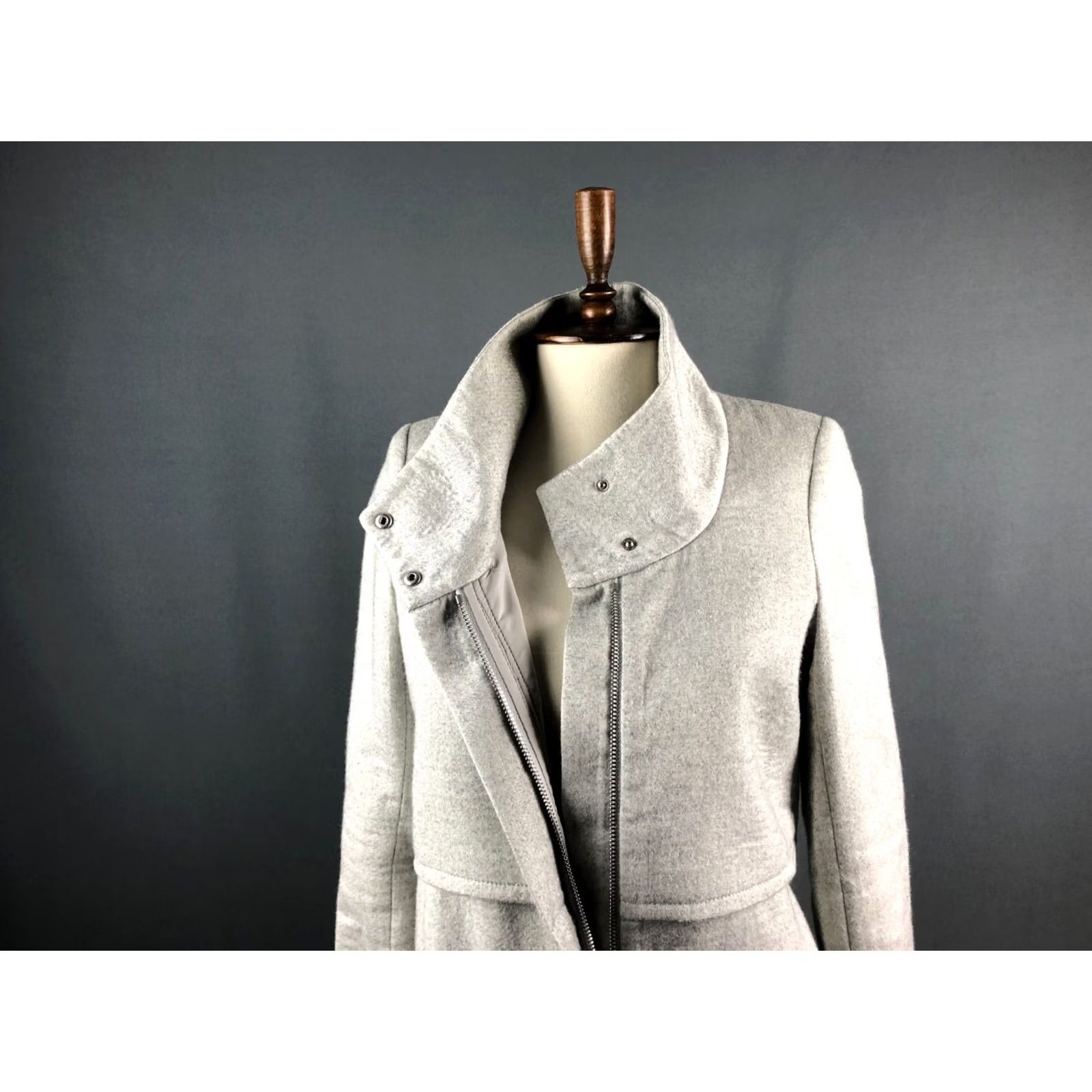 Helmut Lang HELMUT LANG Full Zip Coat Wool Women Gray P Coat Size S / US 4 / IT 40 - 6 Thumbnail