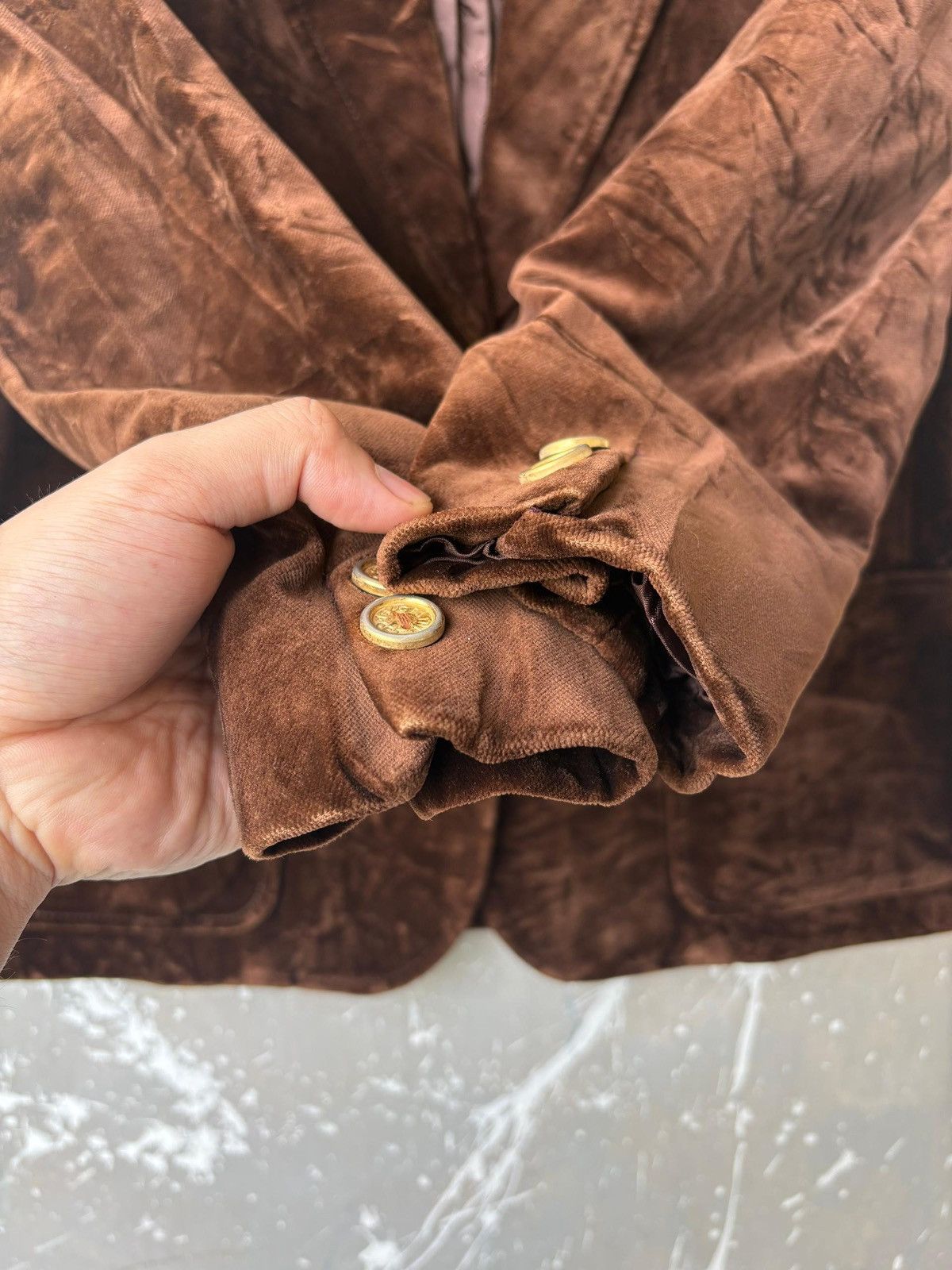 Celine RARE‼️ Vintage 70s Monogram Céline Paris Brown Velvet Blazer Size US M / EU 48-50 / 2 - 7 Thumbnail
