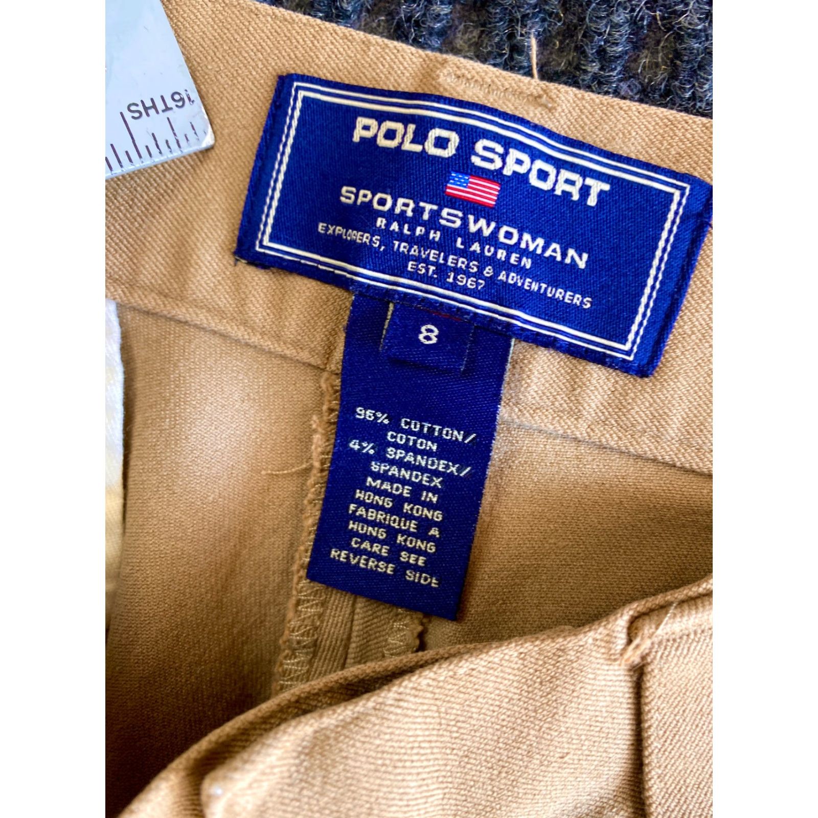 Vintage Women’s Chino Pants Polo Sport Khakis Straight 8 Beige Beige Regular 8 Pants Womens Casual Preppy Stretch Pockets Size 30" / US 8 / IT 44 - 3 Thumbnail