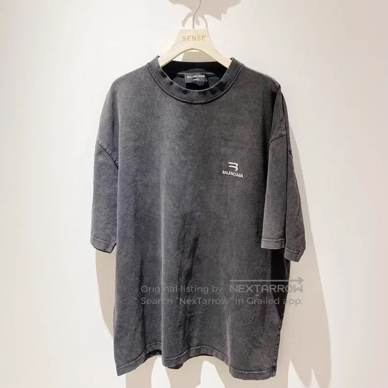 Balenciaga Balenciaga Embroidered Washed Black Distressed Short Sleev Size US M / EU 48-50 / 2 - 1 Thumbnail