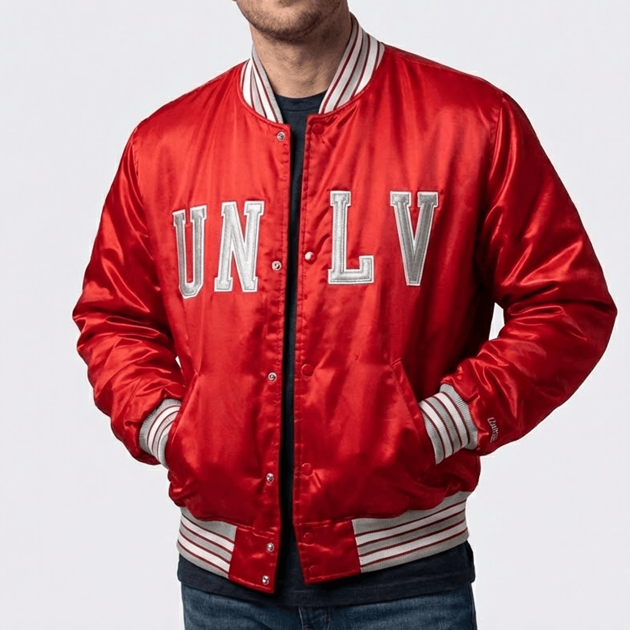 NCAA UNLV Runnin Rebels Vintage 90s Starter Style Bomber Jacket Size US XL / EU 56 / 4 - 4 Thumbnail
