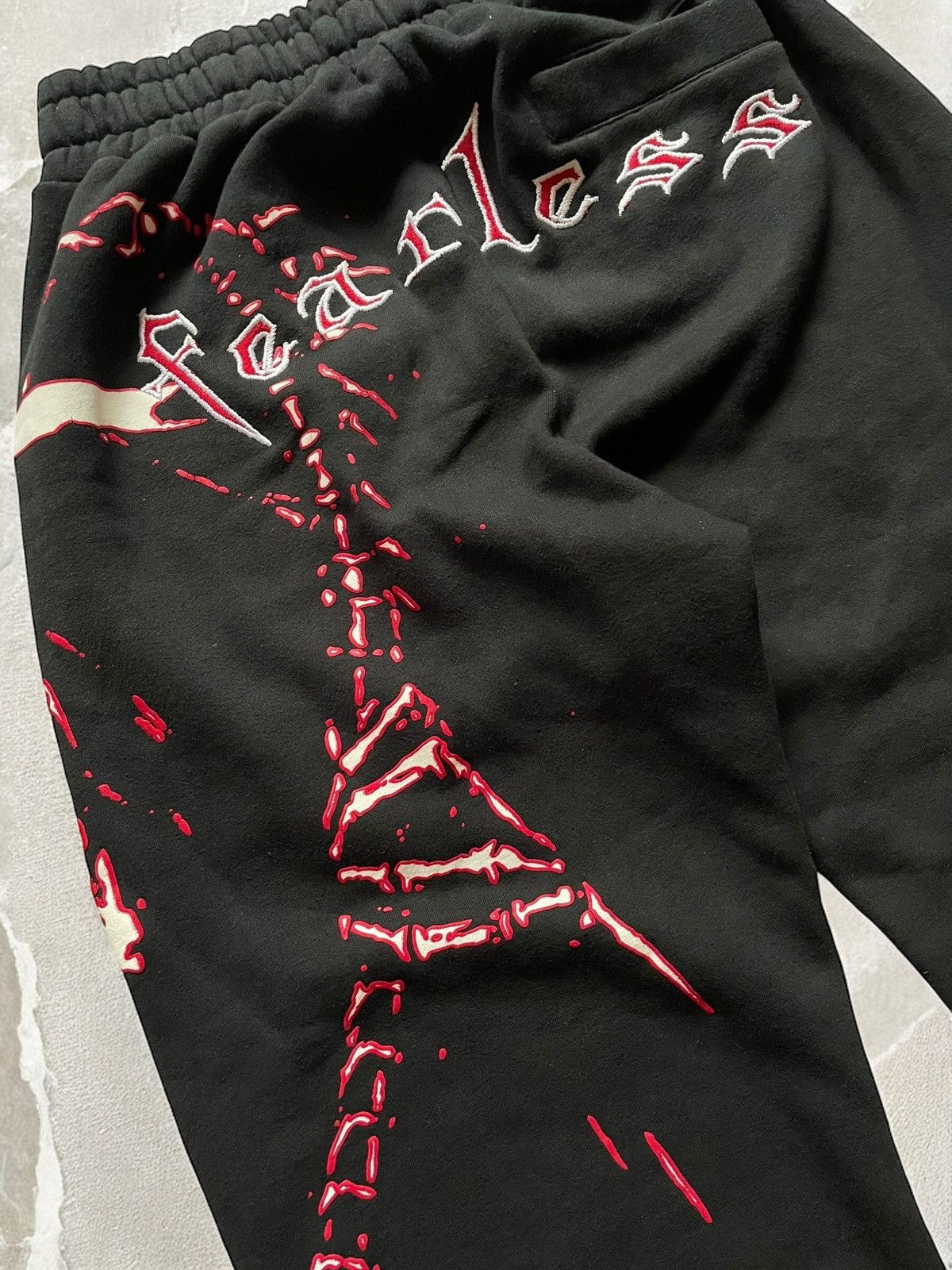 Designer × Vintage FEARLESS SKULL HEAVY COTTON SWEATPANTS Skeleton pants skull Size US 34 / EU 50 - 3 Thumbnail