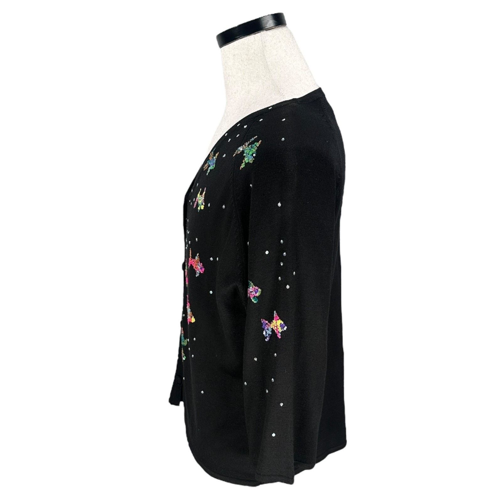 Other VTG Michael Simon Fish Cardigan Sweater Women XL Silk Black Size XL / US 12-14 / IT 48-50 - 5 Thumbnail