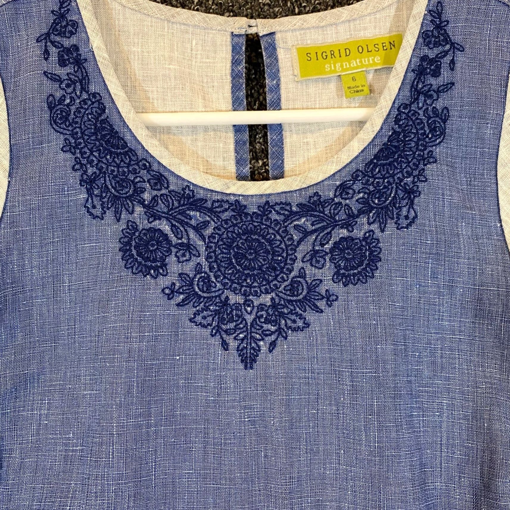 Vintage Sigrid Olsen Dress Womens Size 6 Blue 100% Linen Maxi Floral Pattern Casual Size M / US 6-8 / IT 42-44 - 3 Thumbnail