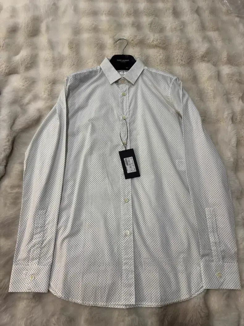 Saint Laurent Paris Saint Laurent Paris size 39 Original White Polka Dot Shirt Size US M / EU 48-50 / 2 - 1 Thumbnail
