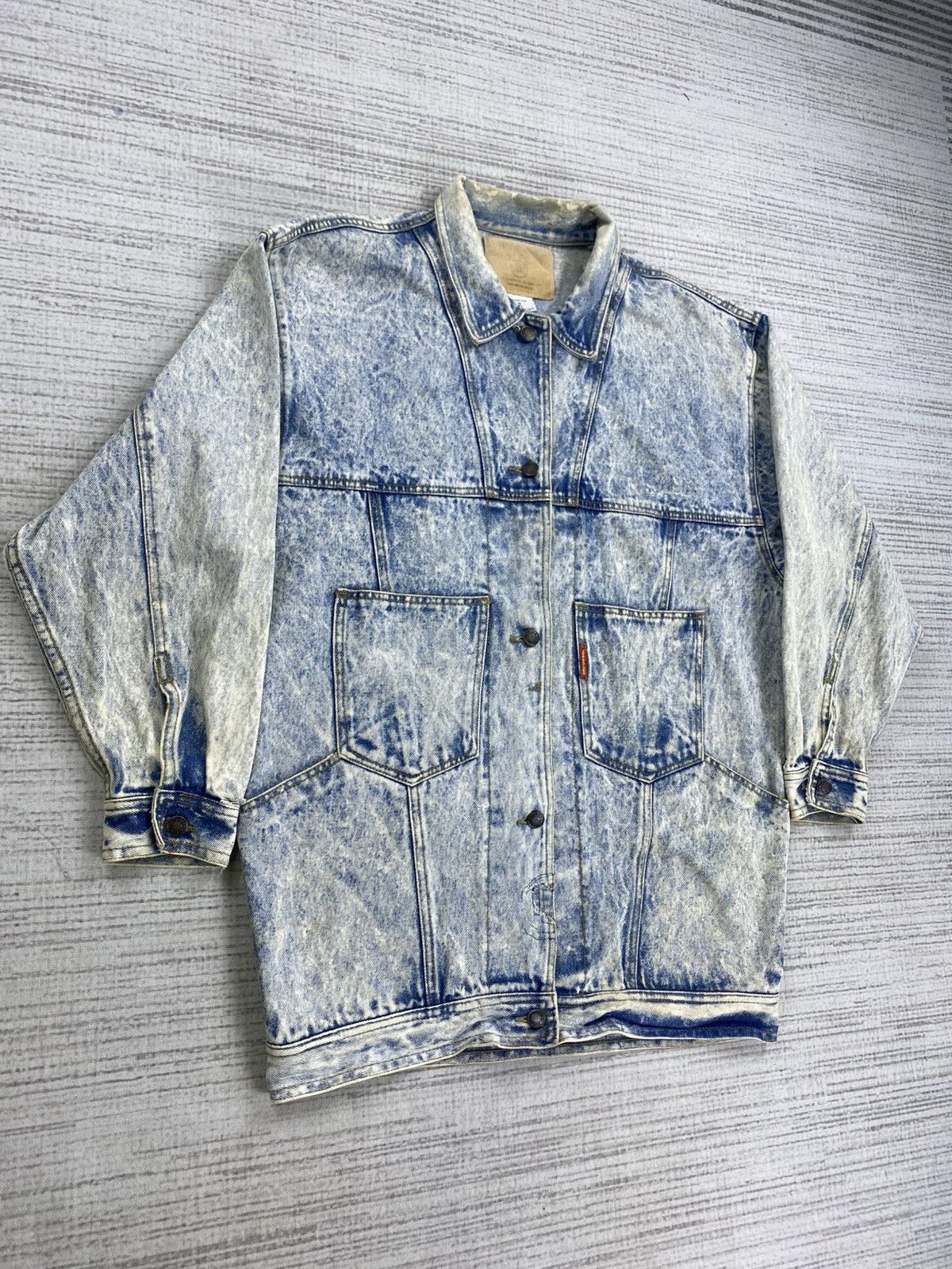 Japanese Brand × Jordache × Vintage Vintage 90s Jordache Asid Wash Trucker Denim Jacket Size US L / EU 52-54 / 3 - 3 Thumbnail