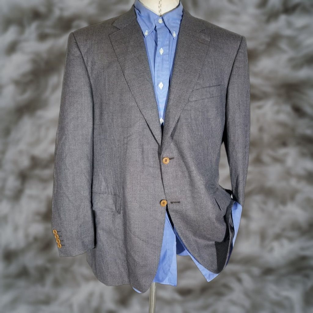 Canali CANALI 1934 Sport Coat Jacket Blazer Brown Wool Check 44R Men Size 44R - 1 Thumbnail