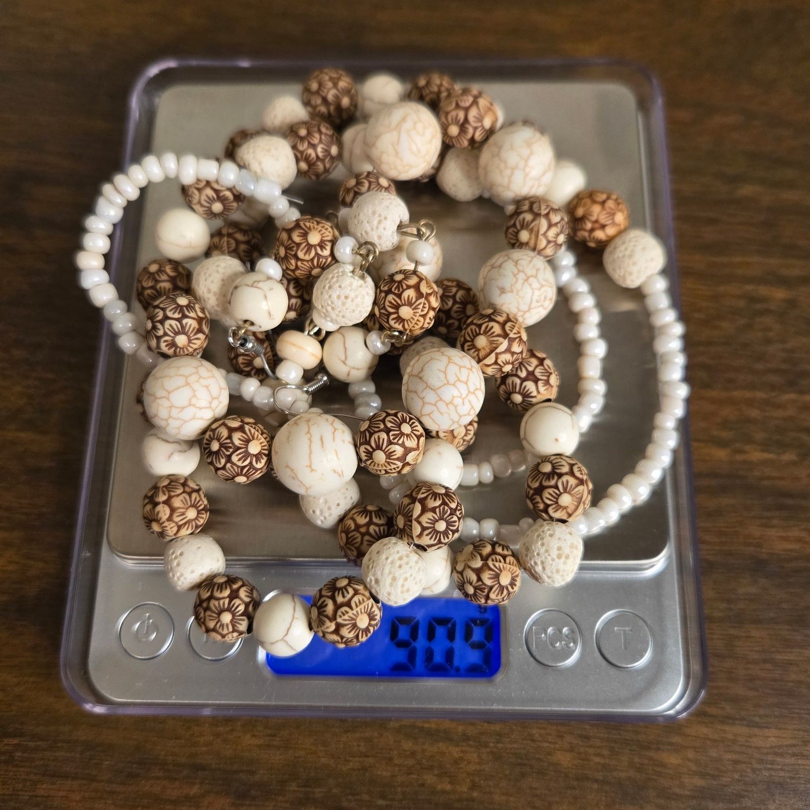 Vintage Vintage Tribal Bone Bead Necklace & Earrings Set Batik Boho Size ONE SIZE - 6 Thumbnail