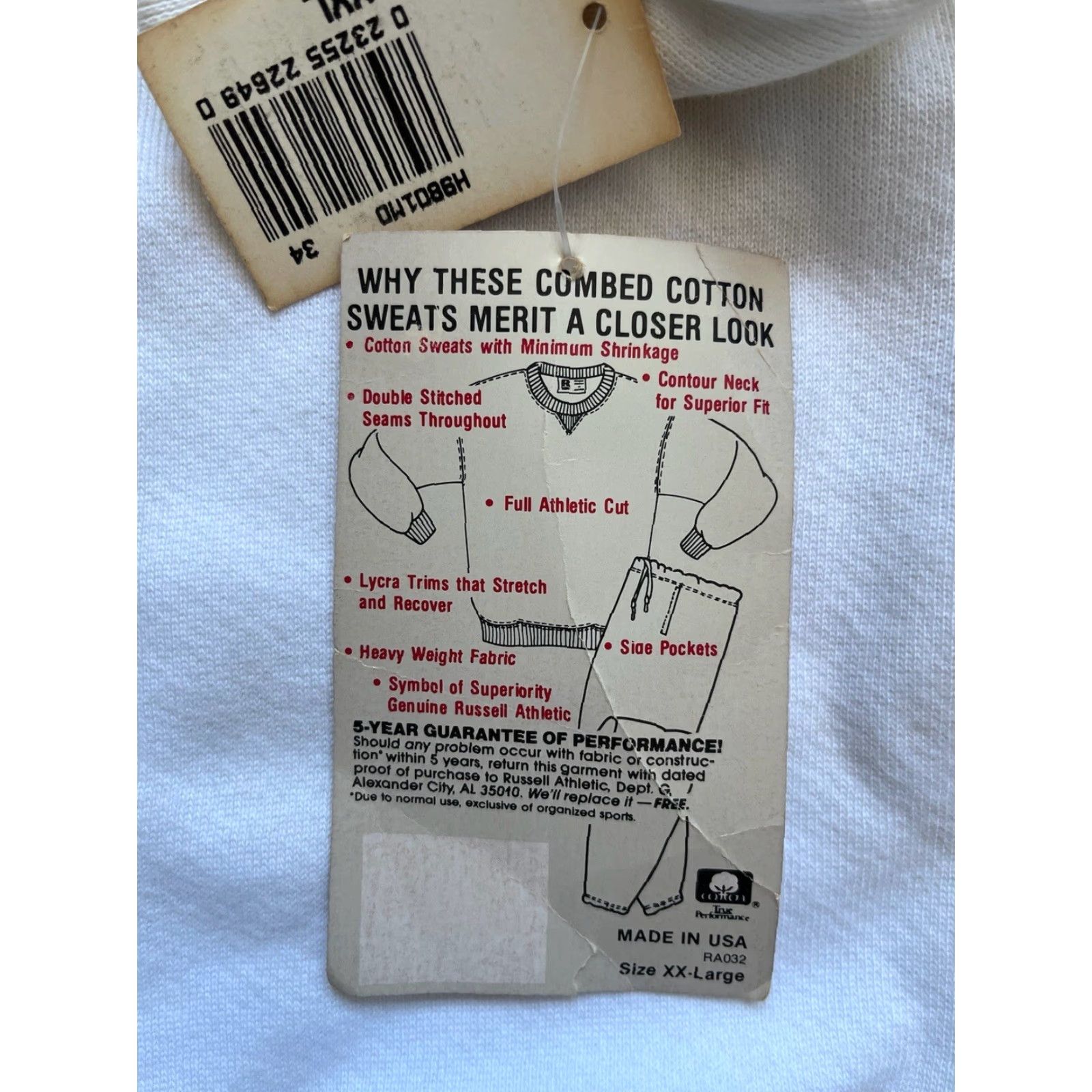 Russell Athletic VINTAGE Russell Athletic Sweatshirt Mens 2XL White 90s High Cotton Crewneck NWT Deadstock Size US XXL / EU 58 / 5 - 3 Thumbnail