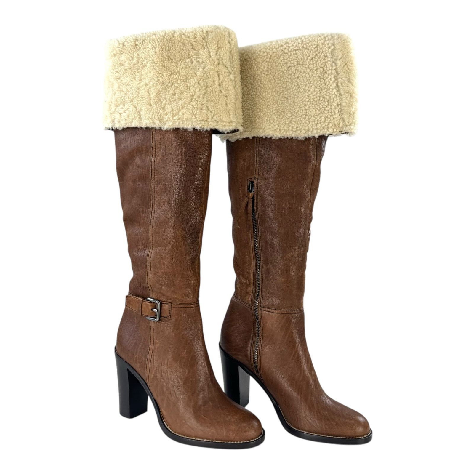 Miu Miu Miu Miu Leather & Shearling Knee-High Boots Size US 6 / IT 36 - 1 Thumbnail