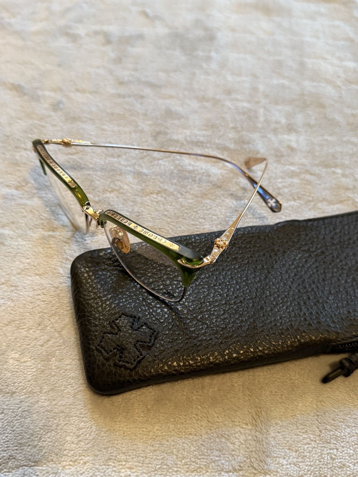 Chrome Hearts Chromehearts Glasses “ SLUNTRADICTION” Dark Olive/Gold Size ONE SIZE - 4 Thumbnail