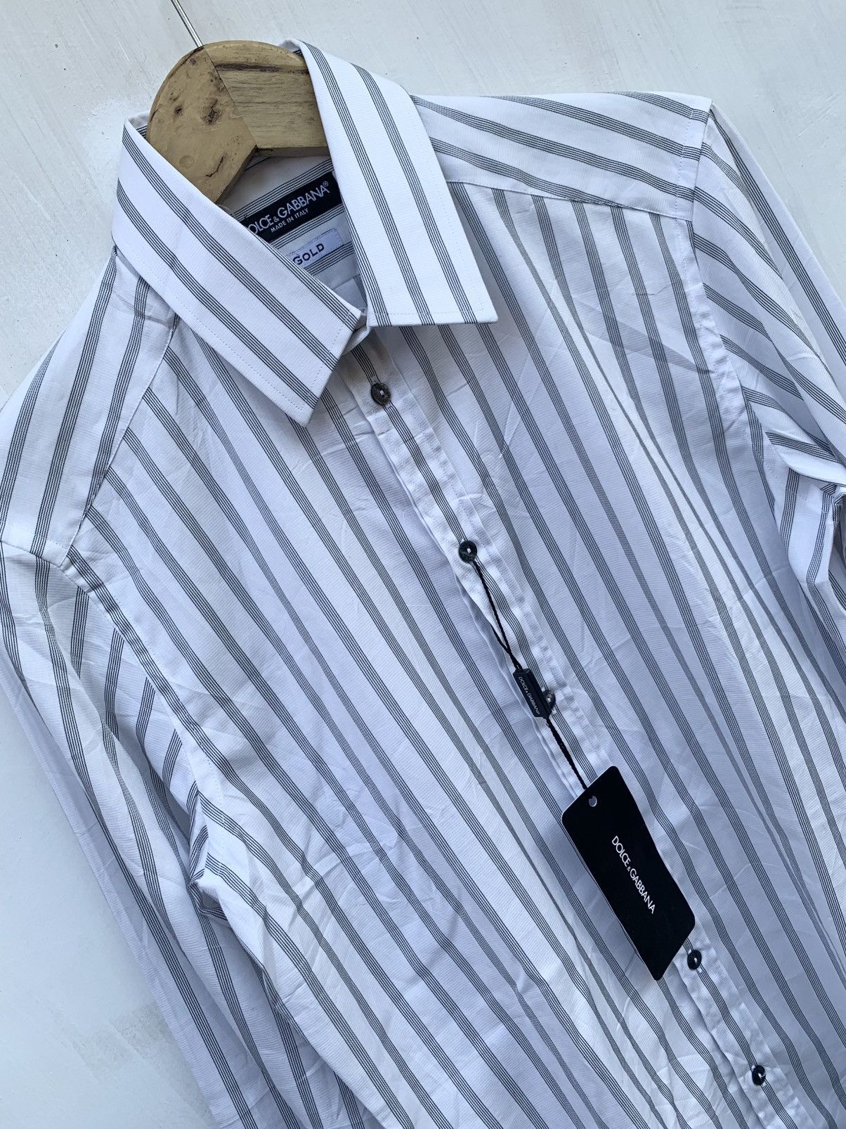 Dolce & Gabbana Dolce & gabbana white striped cotton gold label fit shirt Size US M / EU 48-50 / 2 - 2 Thumbnail