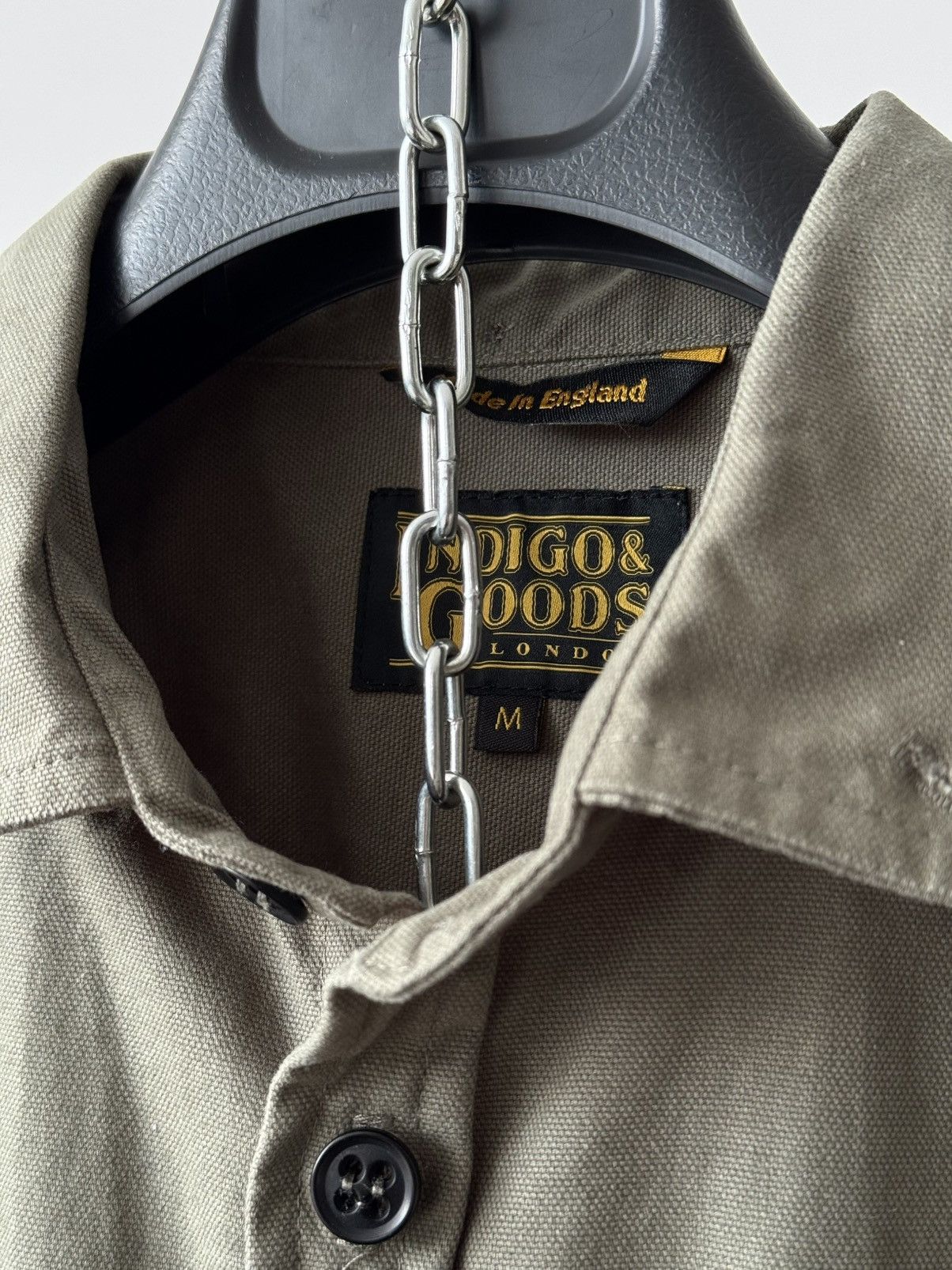 Designer × Indigo × Japanese Brand Indigo & Goods London Khaki Cotton Button Shirt Size US M / EU 48-50 / 2 - 3 Thumbnail