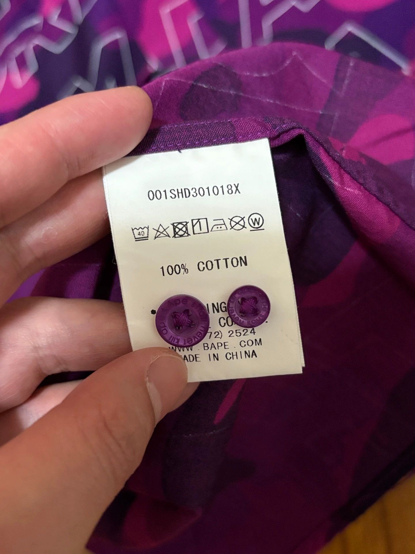 Bape BAPE Purple Camo Letter Short Sleeve Shirt M Size US M / EU 48-50 / 2 - 9 Thumbnail