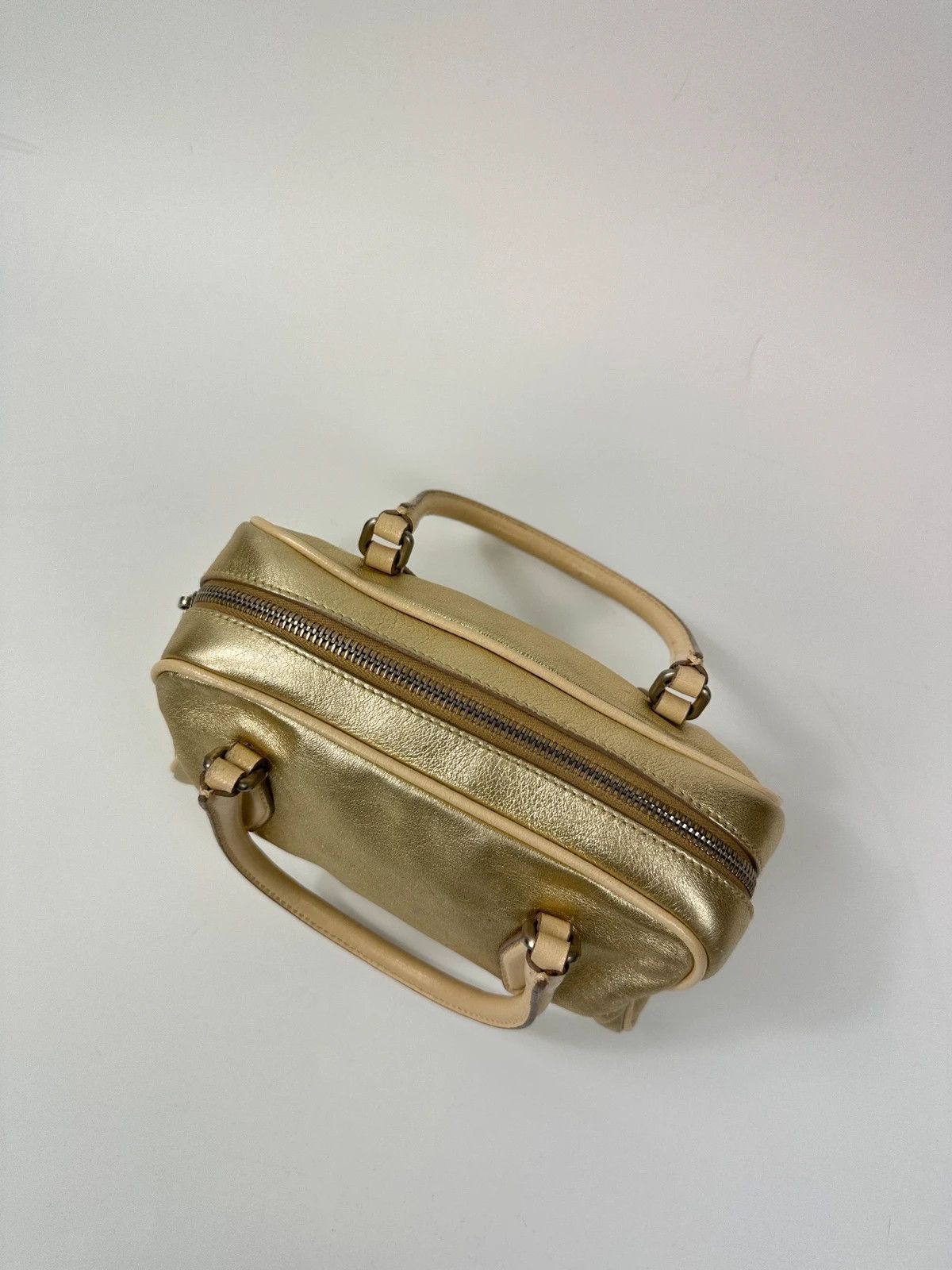Miu Miu Miu Miu 90s Leather Gold Glitter Mini HandBag NanoSpeedy Size ONE SIZE - 11 Thumbnail