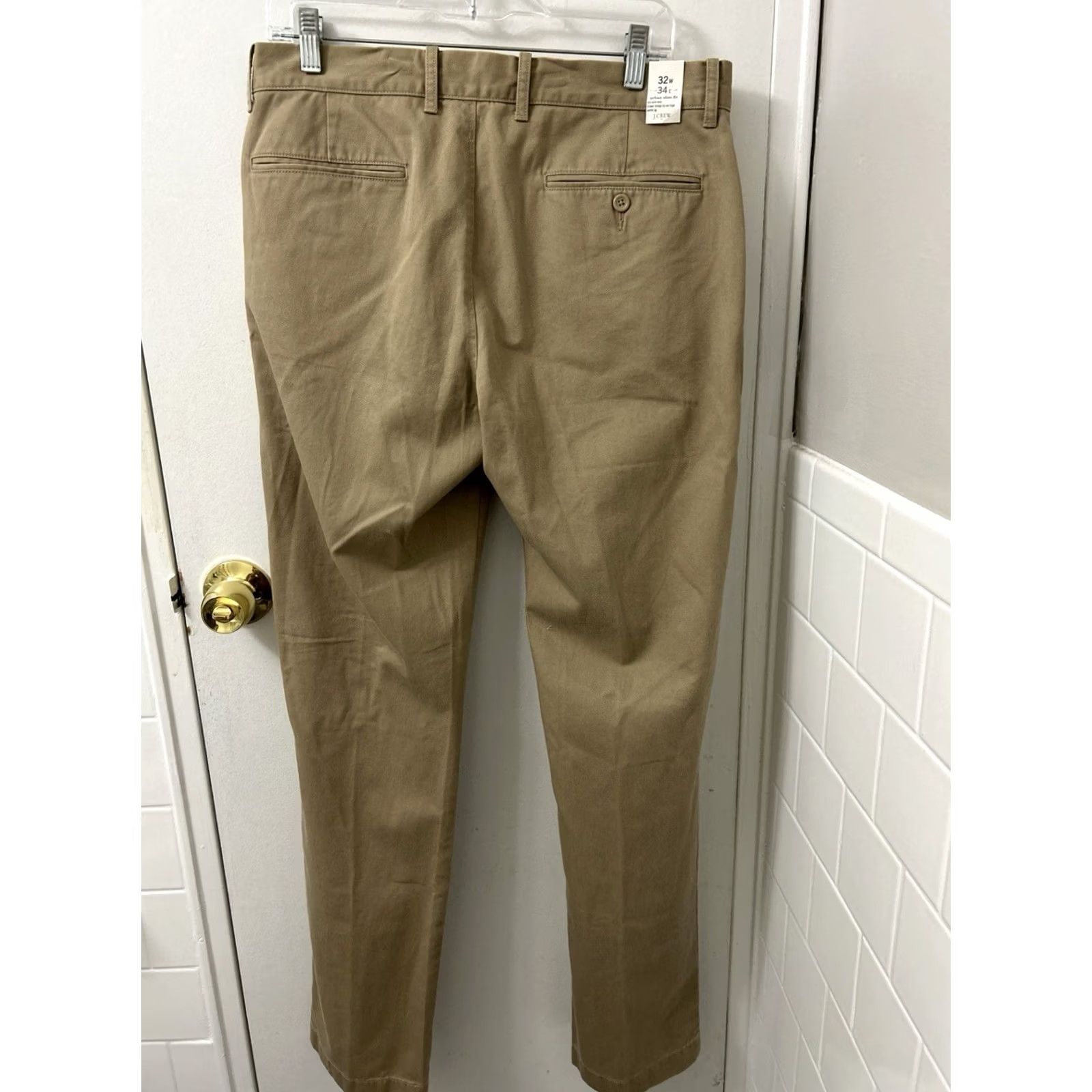 Vintage J. Crew Factory Urban Slim Fit Chino Pants Mens 32x34 Khaki Brown 5-Pocket Zipper Button Flat Front Slim Casual Workwear Trousers Size US 32 / EU 48 - 6 Thumbnail