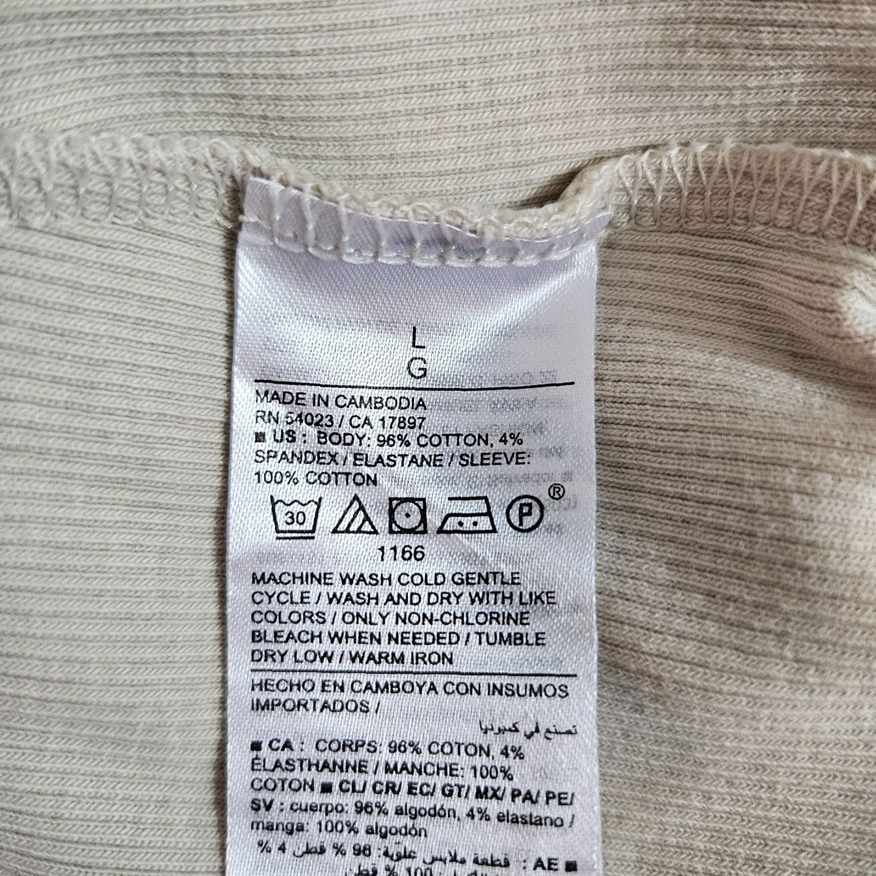 Old Navy Old Navy Womens Long Sleeve Top Sz Large Beige Ribbed Cotton Blend Scoop Neck Size L / US 10 / IT 46 - 5 Thumbnail