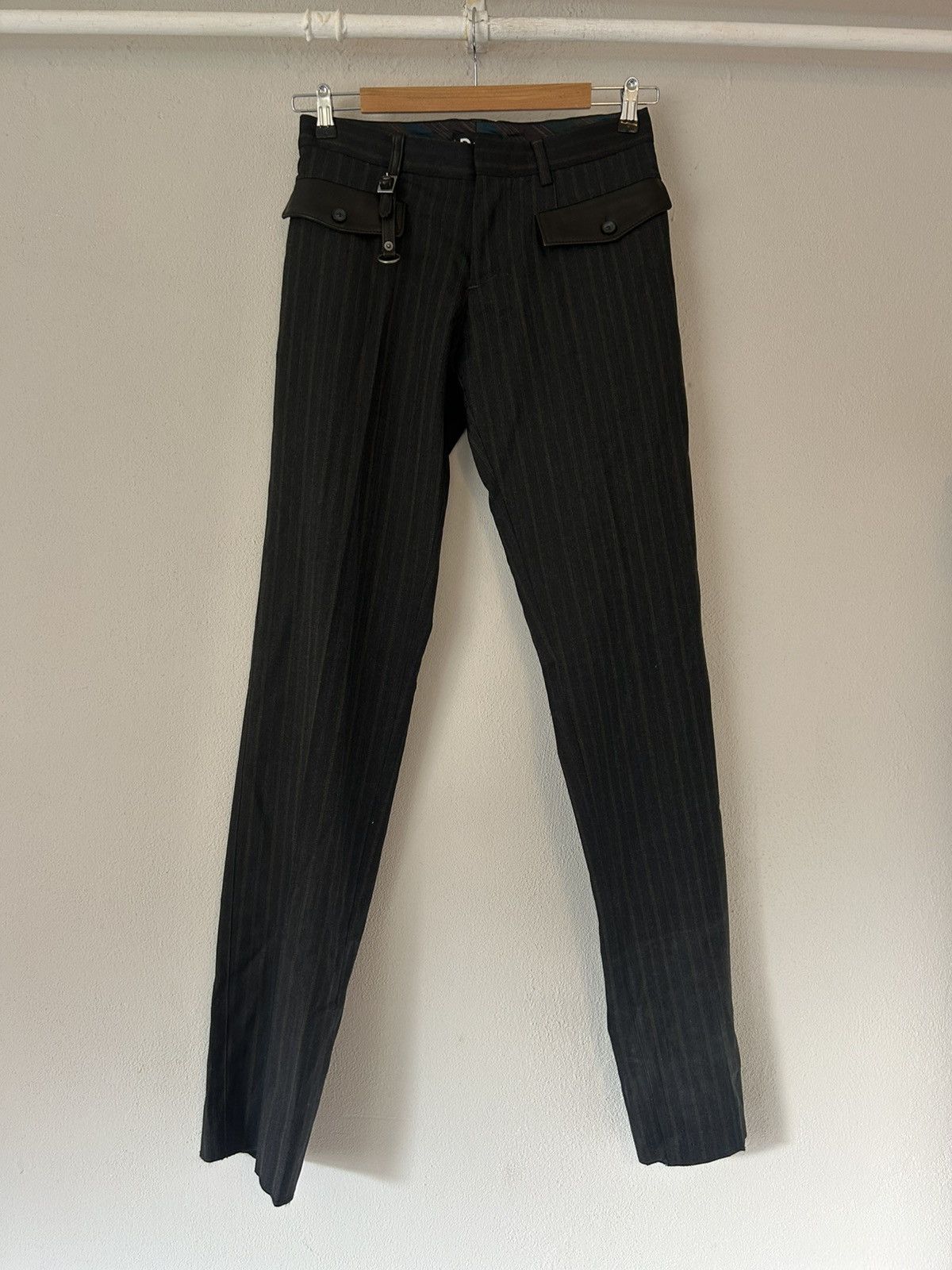 Dolce & Gabbana Dolce & Gabbana Striped Trousers with Leather Details Size US 28 / EU 44 - 1 Thumbnail