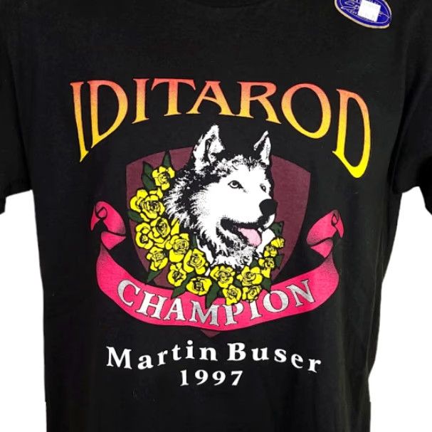 Jerzees VINTAGE Alaska Iditarod T Shirt Mens Size Medium 90s 1997 Champion Dog Sled USA Jerzees Black Cotton Crew Neck Short Sleeve Size US M / EU 48-50 / 2 - 2 Thumbnail