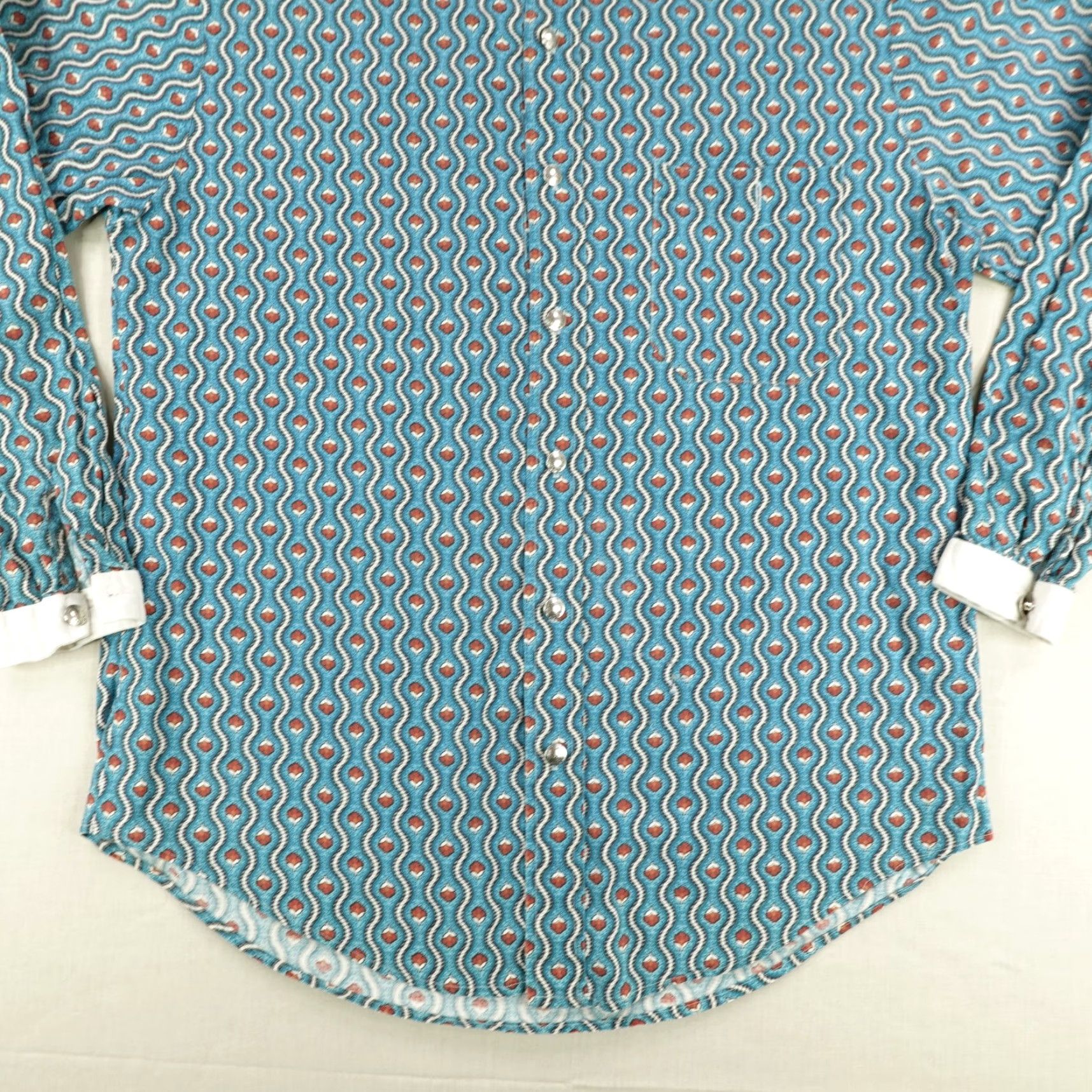 Vintage VINTAGE Rough Rider Circle T Shirt Mens Large Blue Western Buffalo Nickel Button Shirt Size US L / EU 52-54 / 3 - 3 Thumbnail