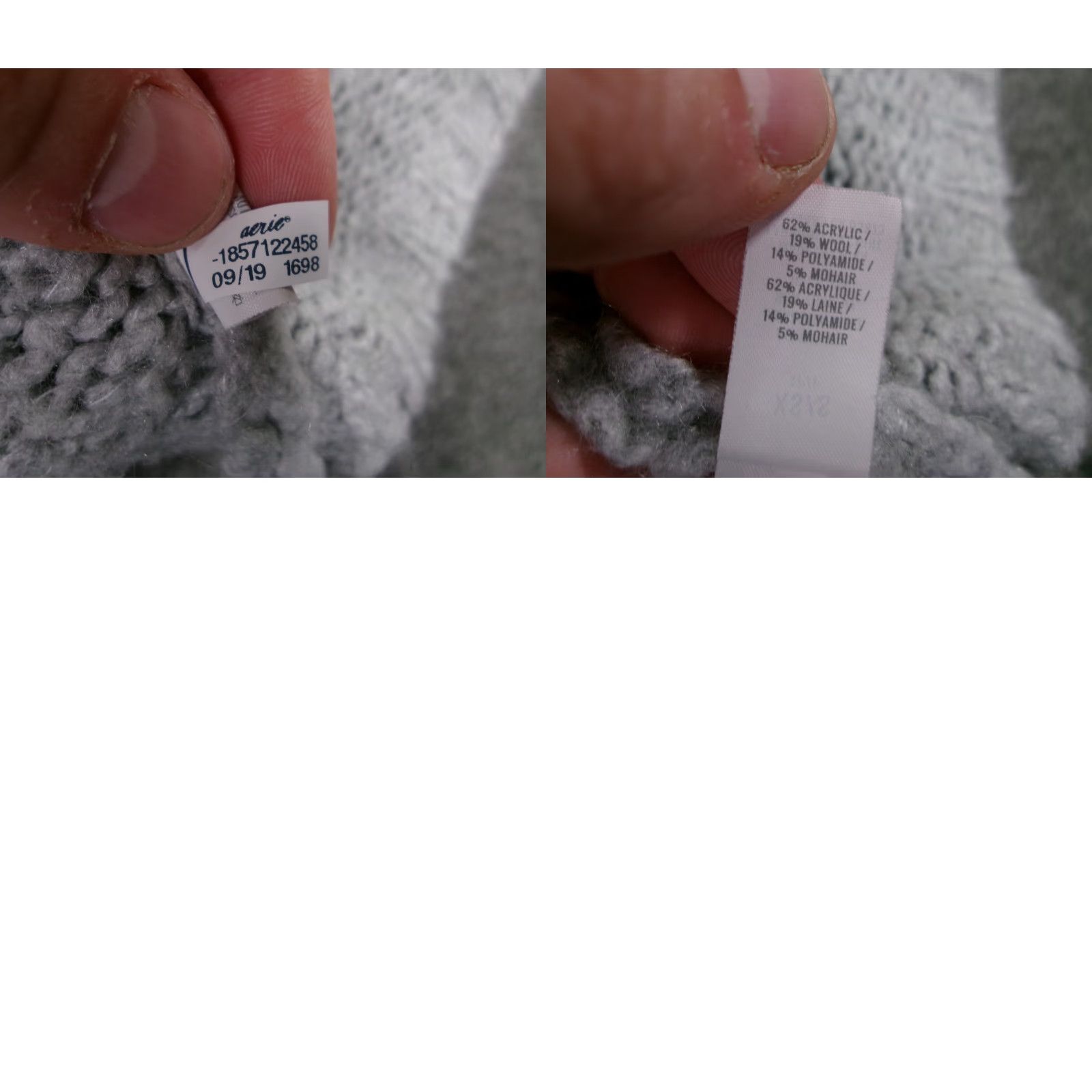 Vintage Aerie Sweater Cardigan Womens XS Small Open Front Knit Mohair Blend Cozy Gray Knit Size XS / US 0-2 / IT 36-38 - 8 Thumbnail