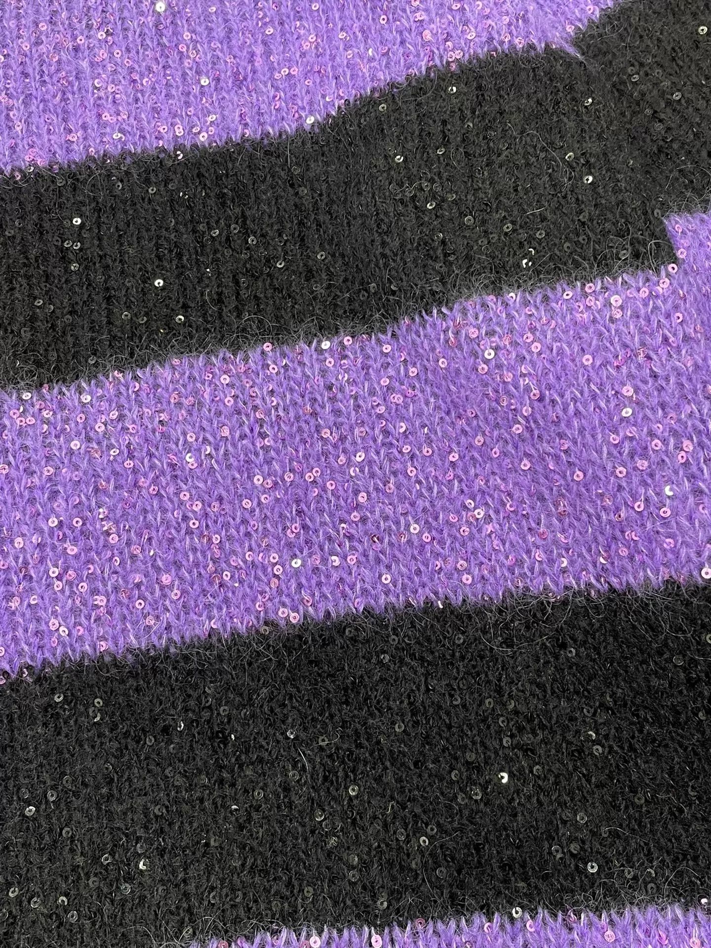 Miu Miu MIU MIU Purple-Black Colorblock Sequin-Stripe Sweater 38 Size XS / US 0-2 / IT 36-38 - 2 Thumbnail