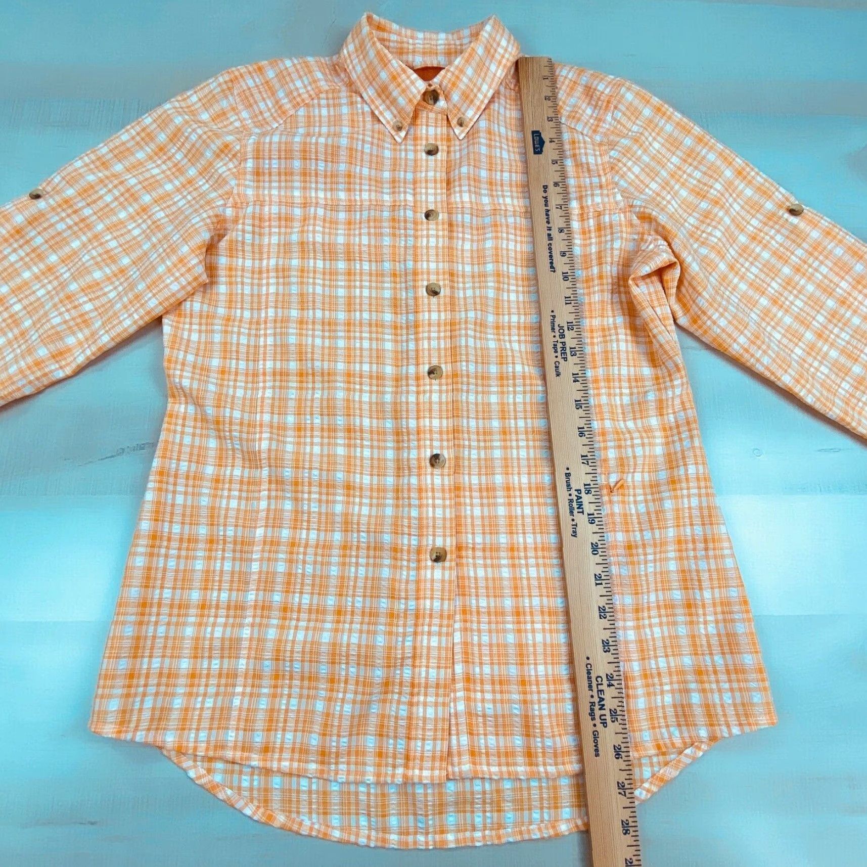 Vintage Gardener's Supply Co Women's Orange Plaid Long Sleeve Button Up Shirt Medium Size M / US 6-8 / IT 42-44 - 7 Thumbnail