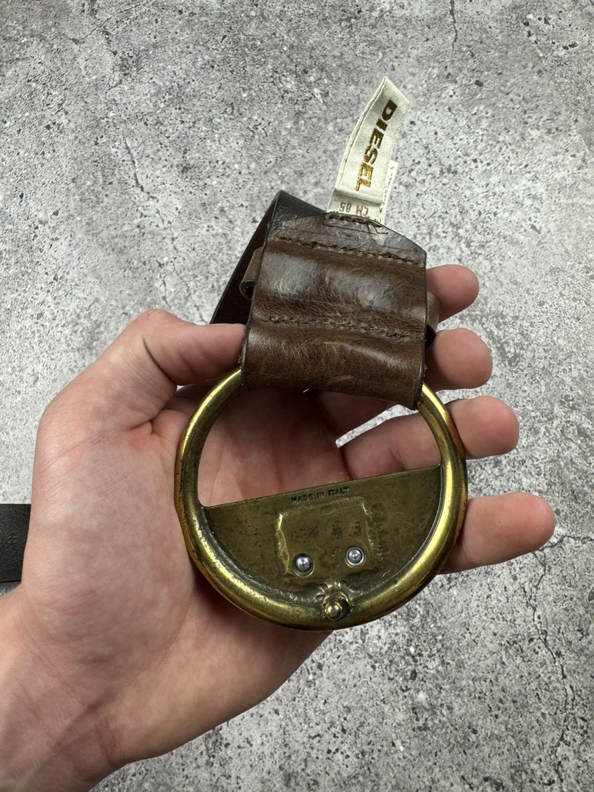 Diesel Vintage Diesel Y2K Archive Opium Brown Leather Belt Japan Size ONE SIZE - 12 Thumbnail