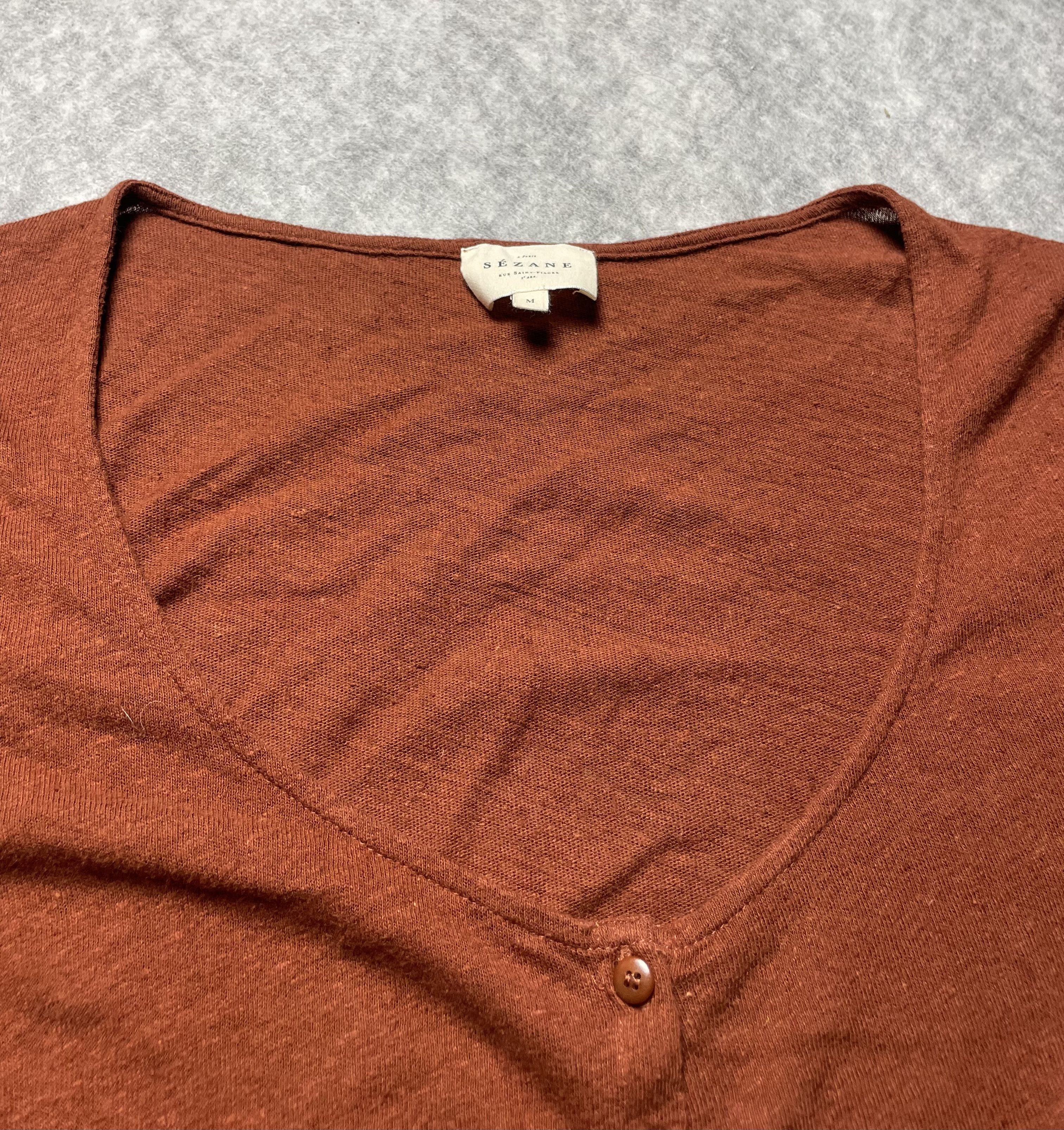 Sezane SEZANE Milo T-shirt Cotton Linen Havana Size M Size L / US 10 / IT 46 - 7 Thumbnail