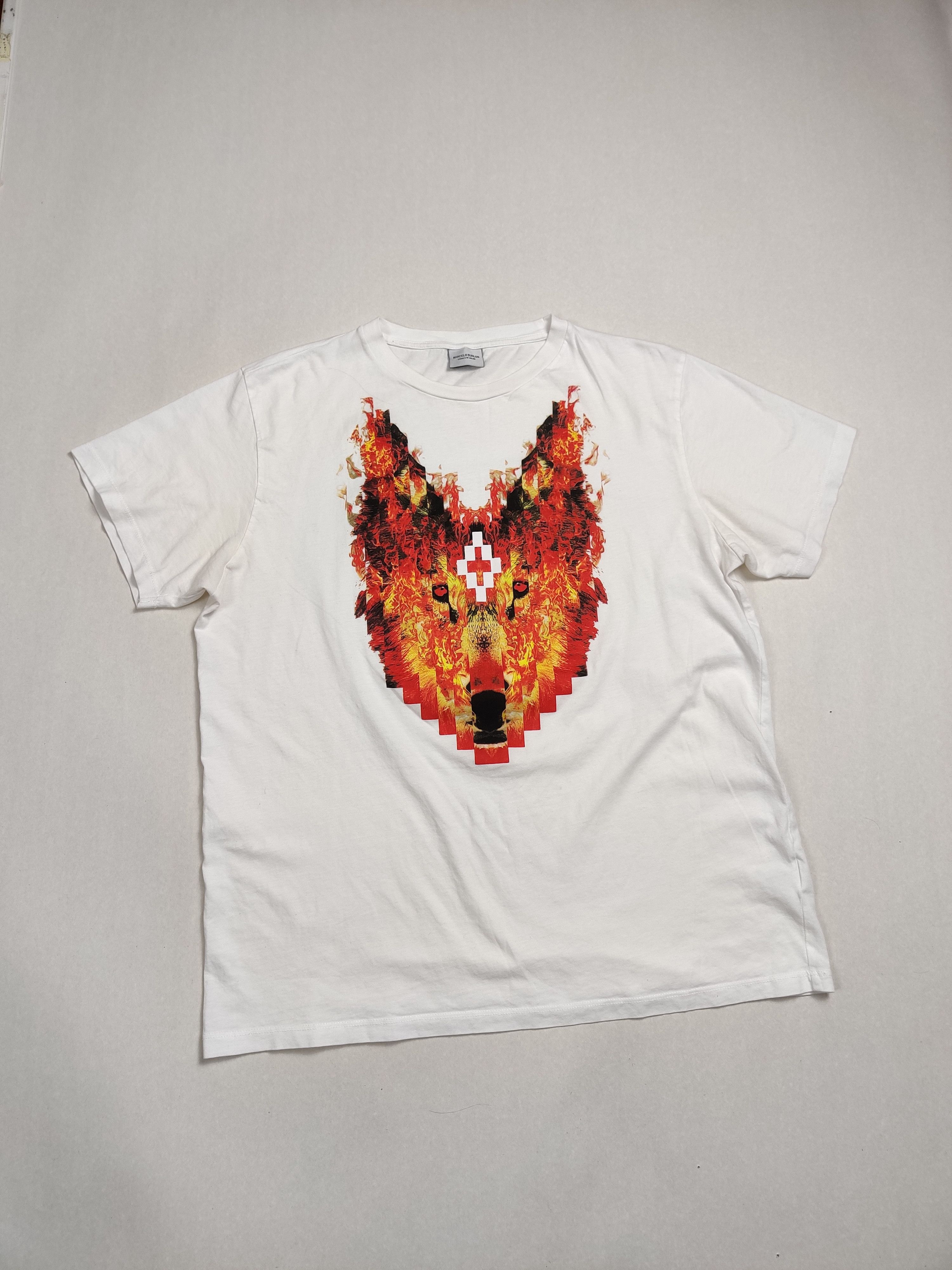 Marcelo Burlon Marcelo Burlon Fire Wolf print White Tee Size US L / EU 52-54 / 3 - 6 Thumbnail