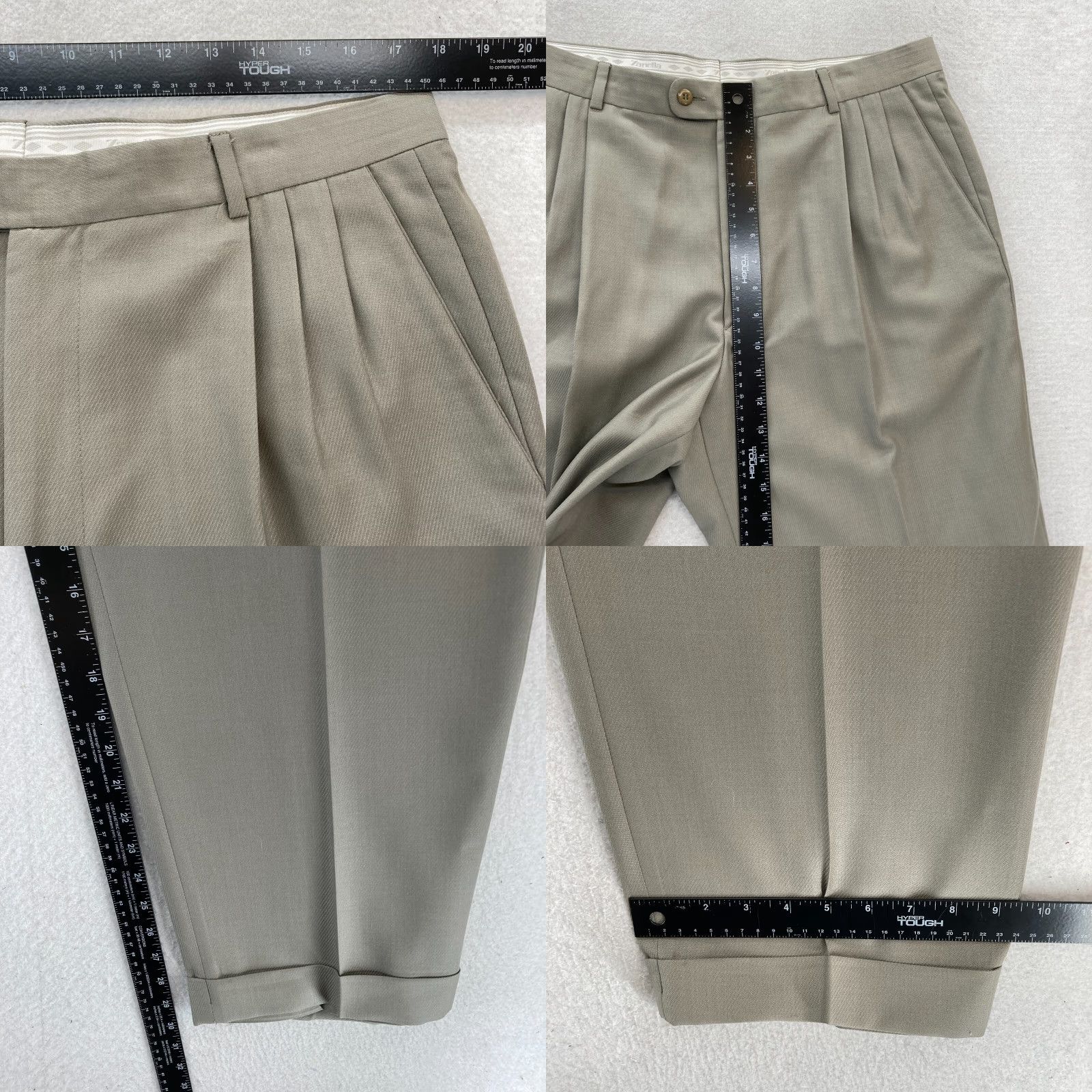 Zanella Zanella Alter Dress Pants 35x30 Brown Wool Pleated Straight Leg Mid Rise Cuffed Mens Pants Size US 35 - 8 Thumbnail