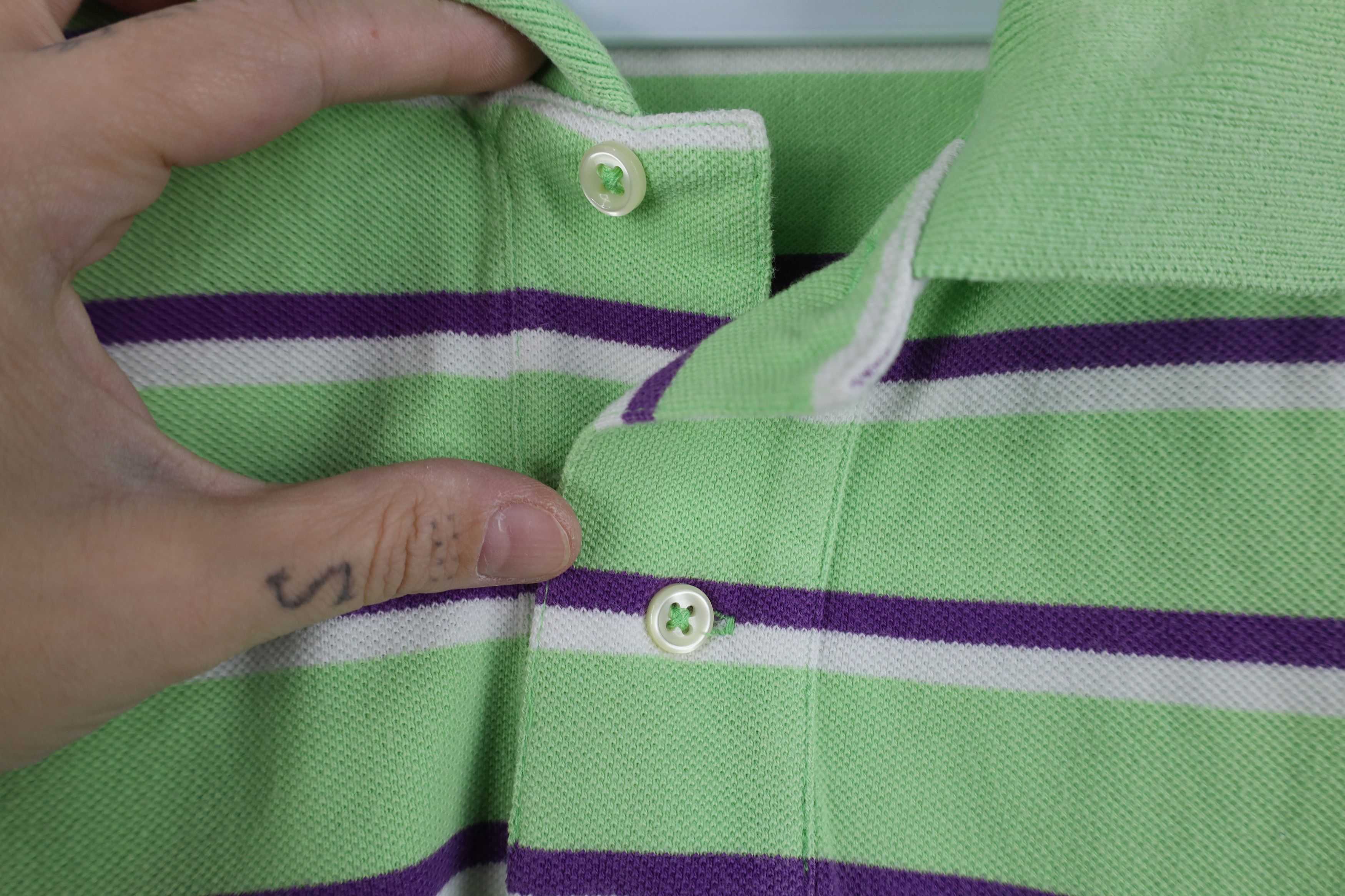 Ralph Lauren Vintage 90s Ralph Lauren Striped Cotton Knit Golf Polo Green Size US M / EU 48-50 / 2 - 5 Thumbnail