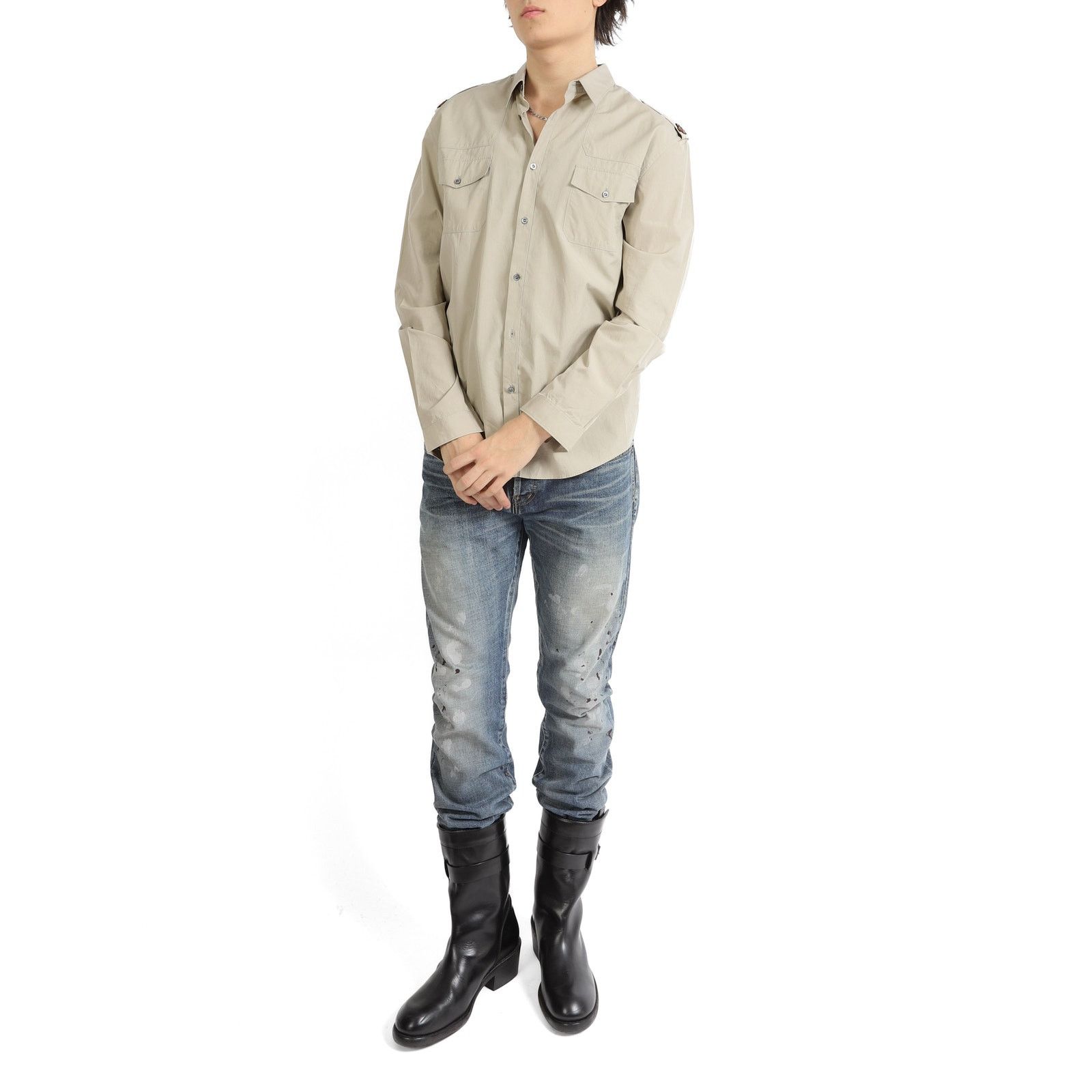 Gucci FW16 Metal Cat Applique Beige Workwear Shirt Size US M / EU 48-50 / 2 - 5 Thumbnail