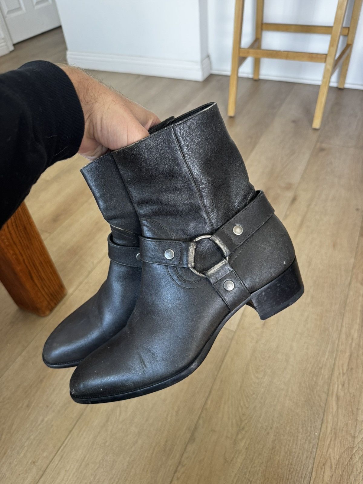 Saint Laurent Paris Black Harness Wyatts Size US 12 / EU 45 - 2 Thumbnail