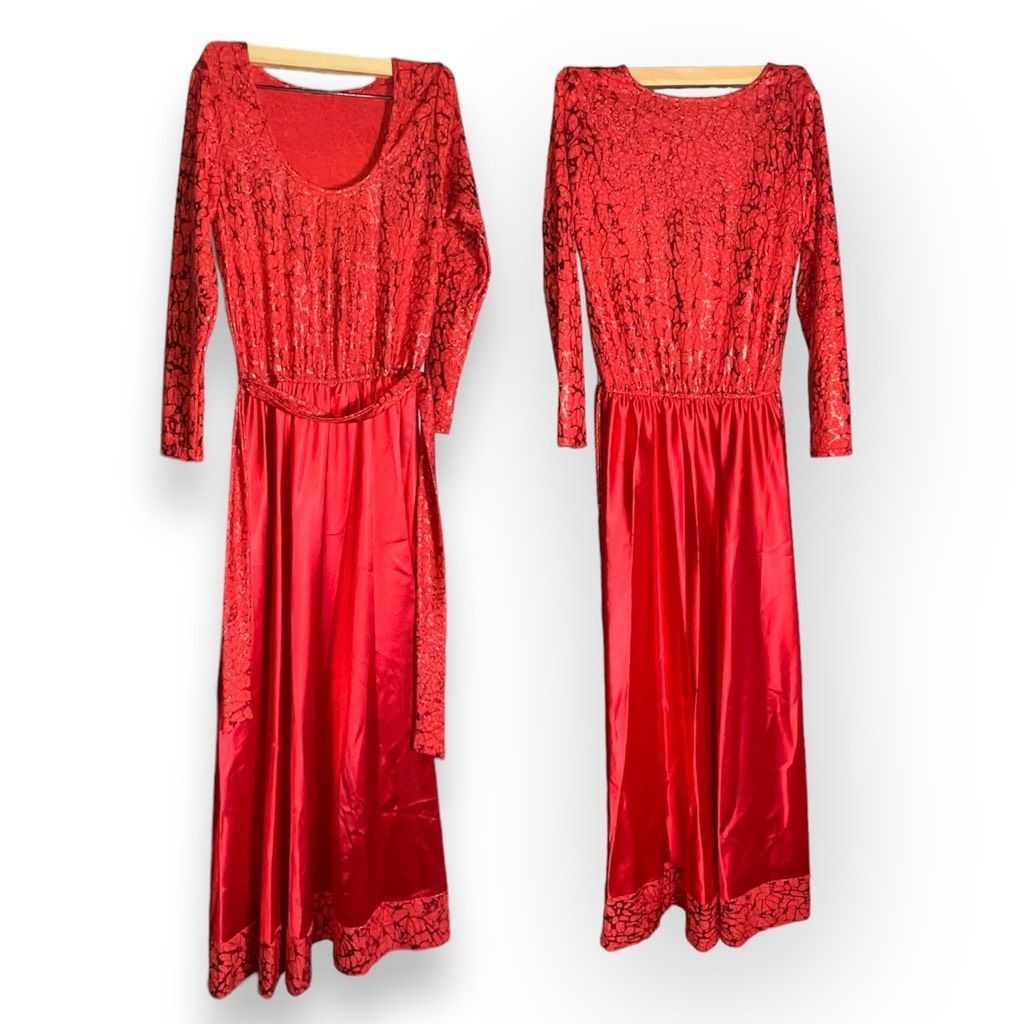 Other Custom made Holiday Maxi Dress with Removable Sash Red & Metallic Small Size S / US 4 / IT 40 - 2 Thumbnail
