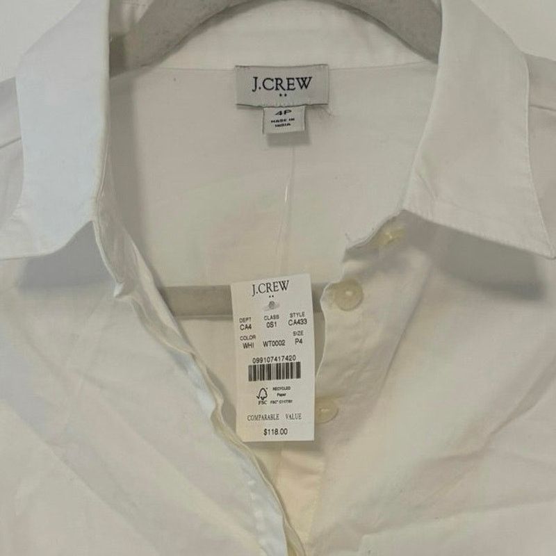 J.Crew NWT J.Crew Collared Tie Waist Mini Dress White Size 4P Size S / US 4 / IT 40 - 3 Thumbnail