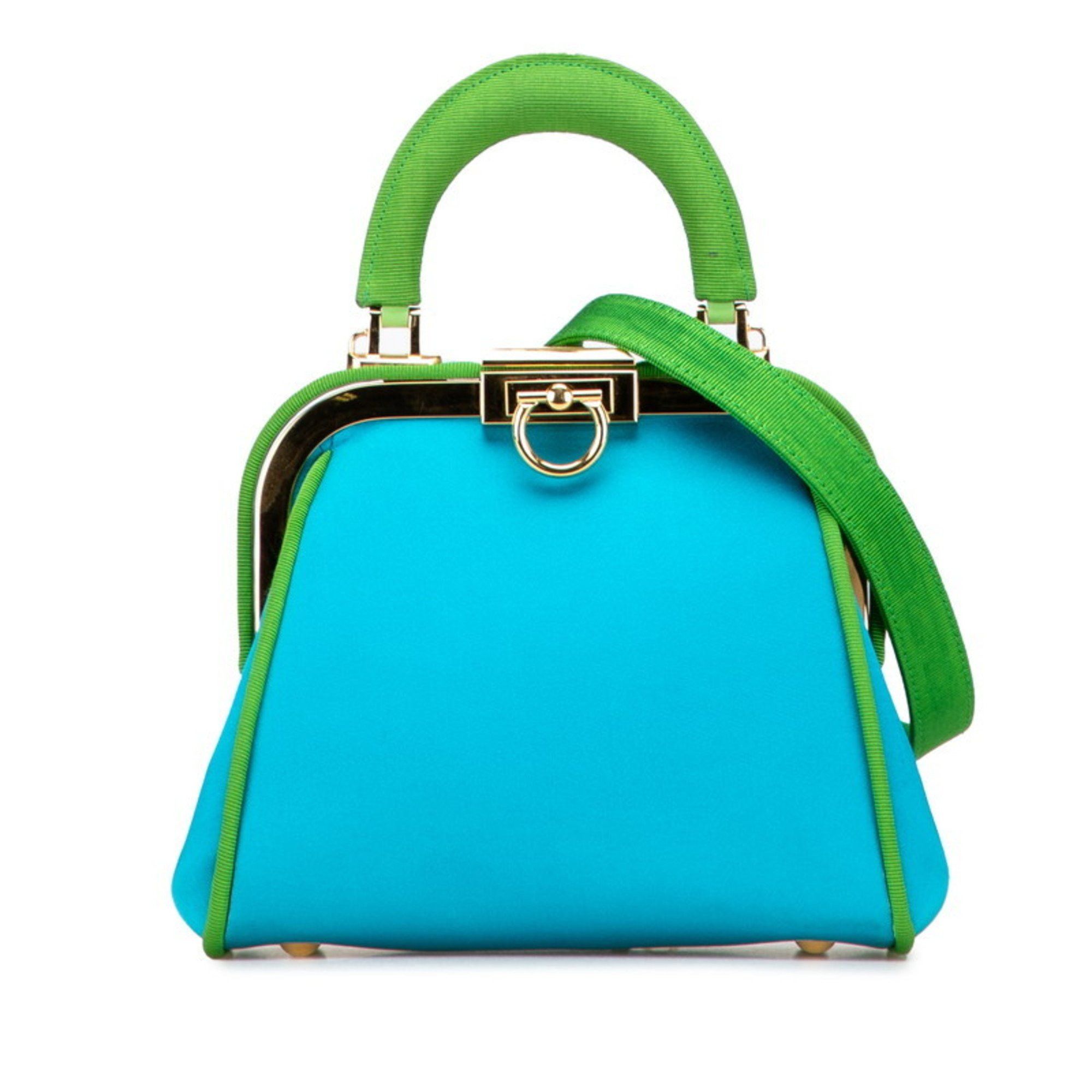 Dior Christian Dior Dior 2-way handbag/shoulder bag in blue/green satin and canvas for women. Size ONE SIZE - 1 Thumbnail