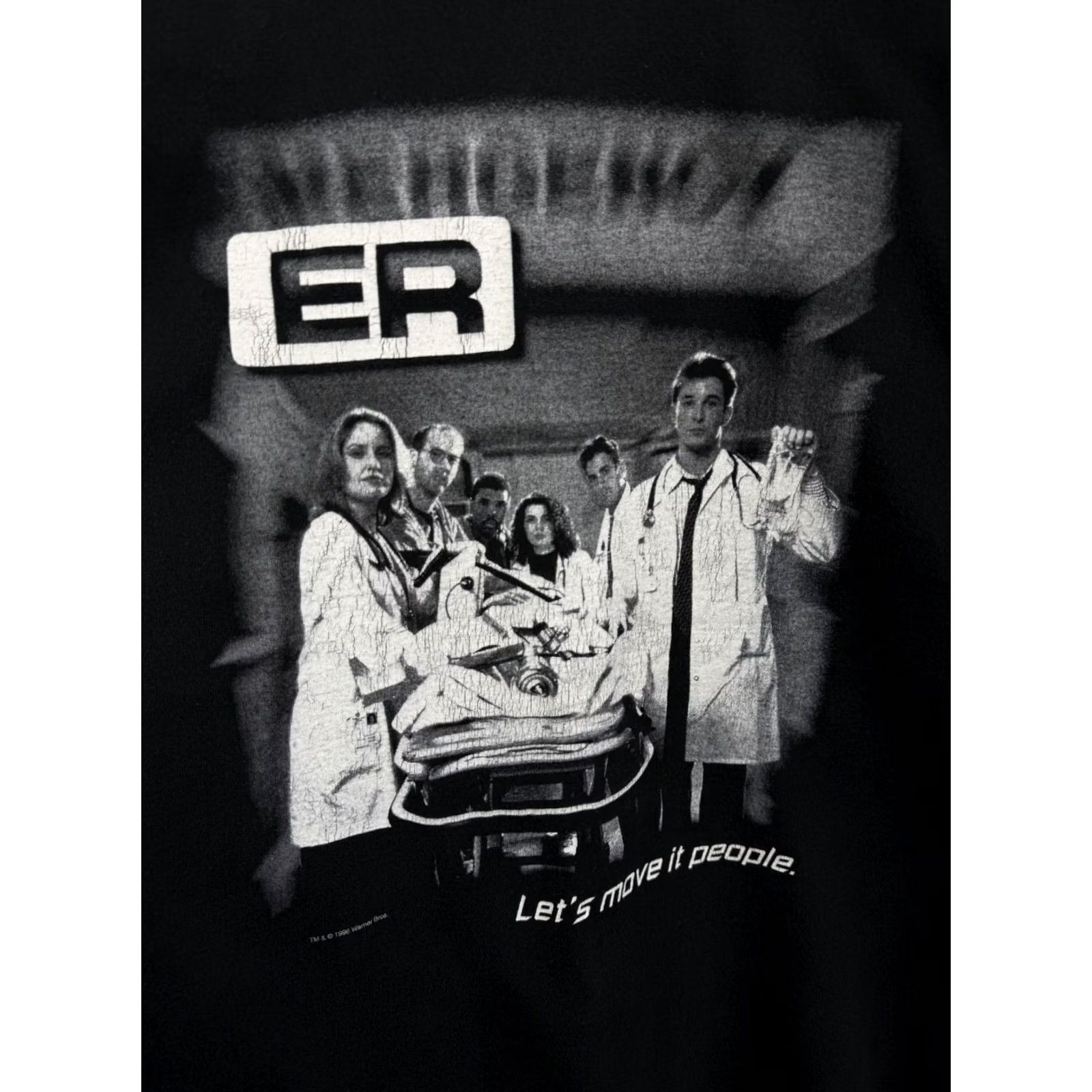 Fruit Of The Loom VINTAGE ER Movie Warner Bros Let’s Move it People T-Shirt Mens L Black 1996 90s Tee Size US L / EU 52-54 / 3 - 4 Thumbnail