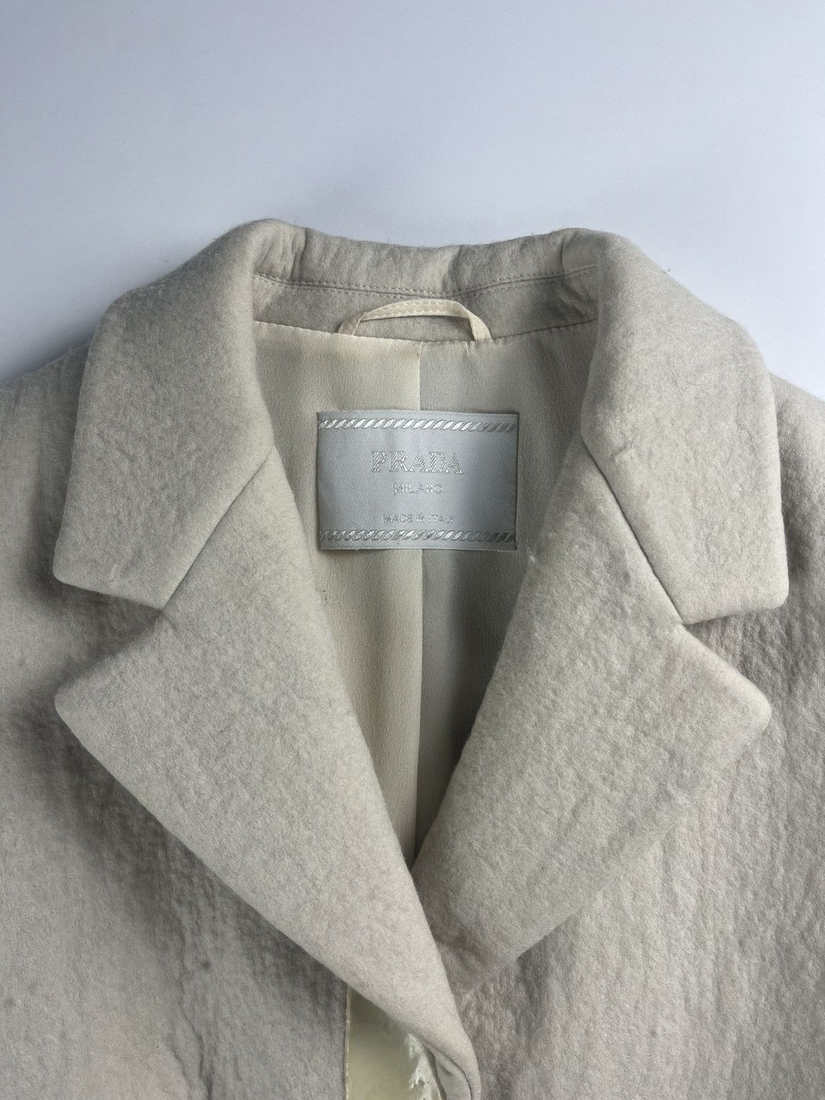 Prada Prada Cream White Wool Double Breasted Wool Coat FW 1998 Size S / US 4 / IT 40 - 6 Thumbnail