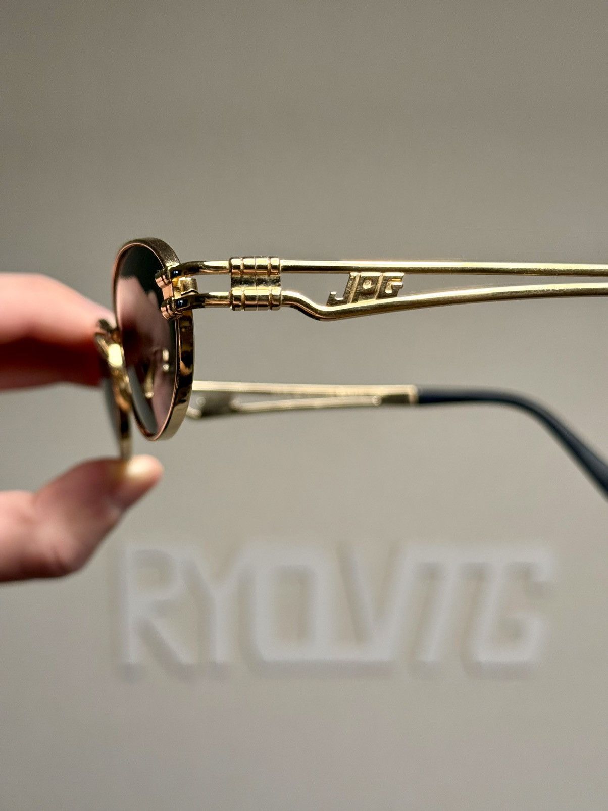 Jean Paul Gaultier Jean Paul Gaultier JPG Gold Double-Bar Oval Sunglasses Size ONE SIZE - 1 Thumbnail
