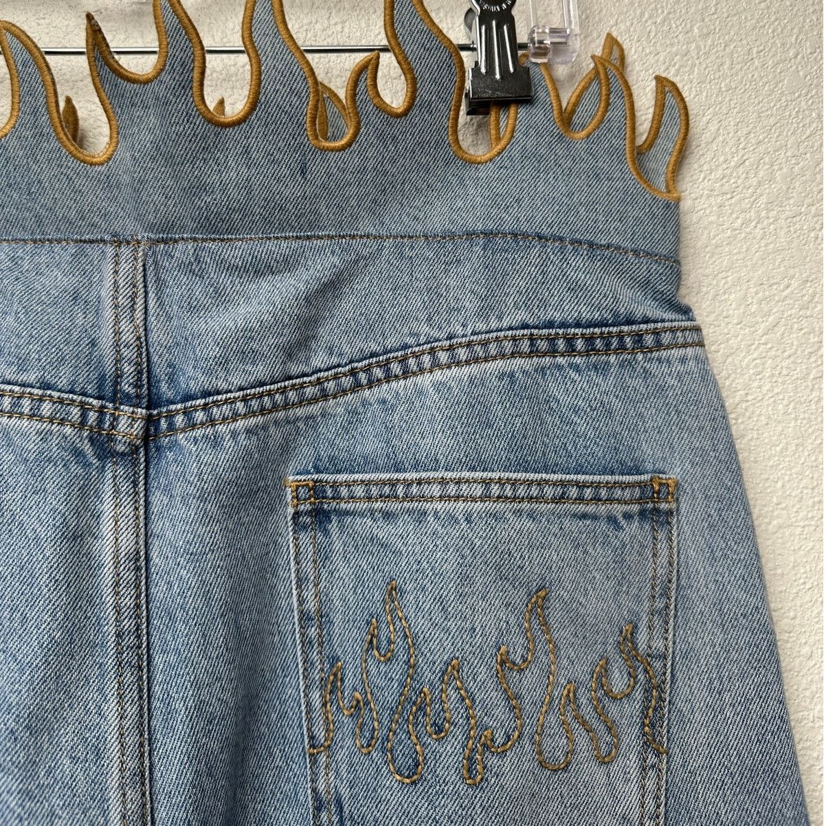 Other FUCKBOY MENTALITY Hot Flame Day Jeans Light Wash Gold 36x32 Size US 36 / EU 52 - 7 Thumbnail