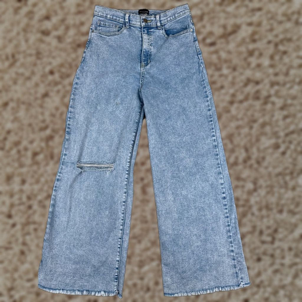 Zara Zara Womens Jeans 29 Blue Distressed Wide Leg High Rise Cotton Grunge 28x29 Size 29" - 1 Thumbnail