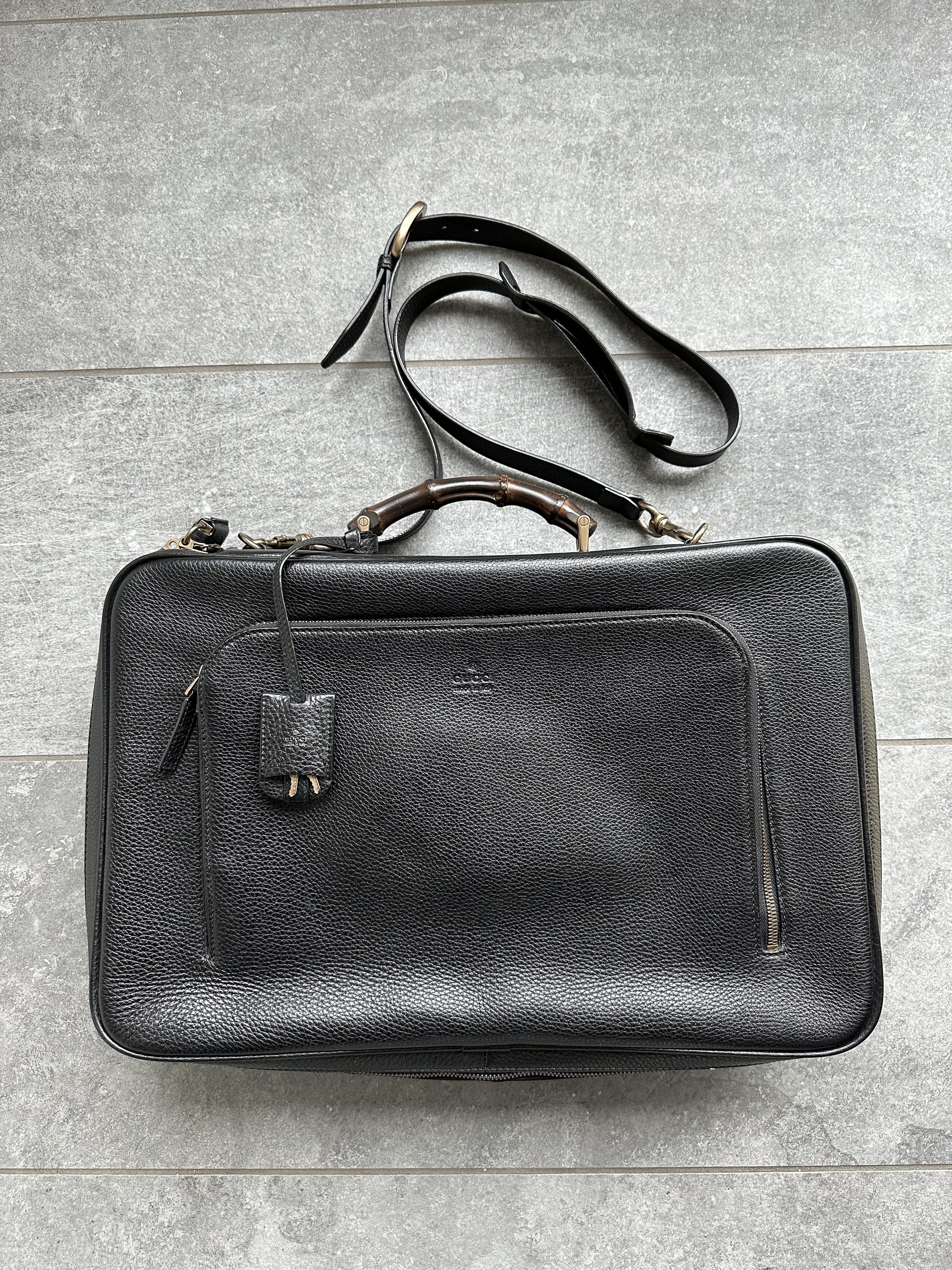 image of Gucci Leather Briefcase in Black, Men's