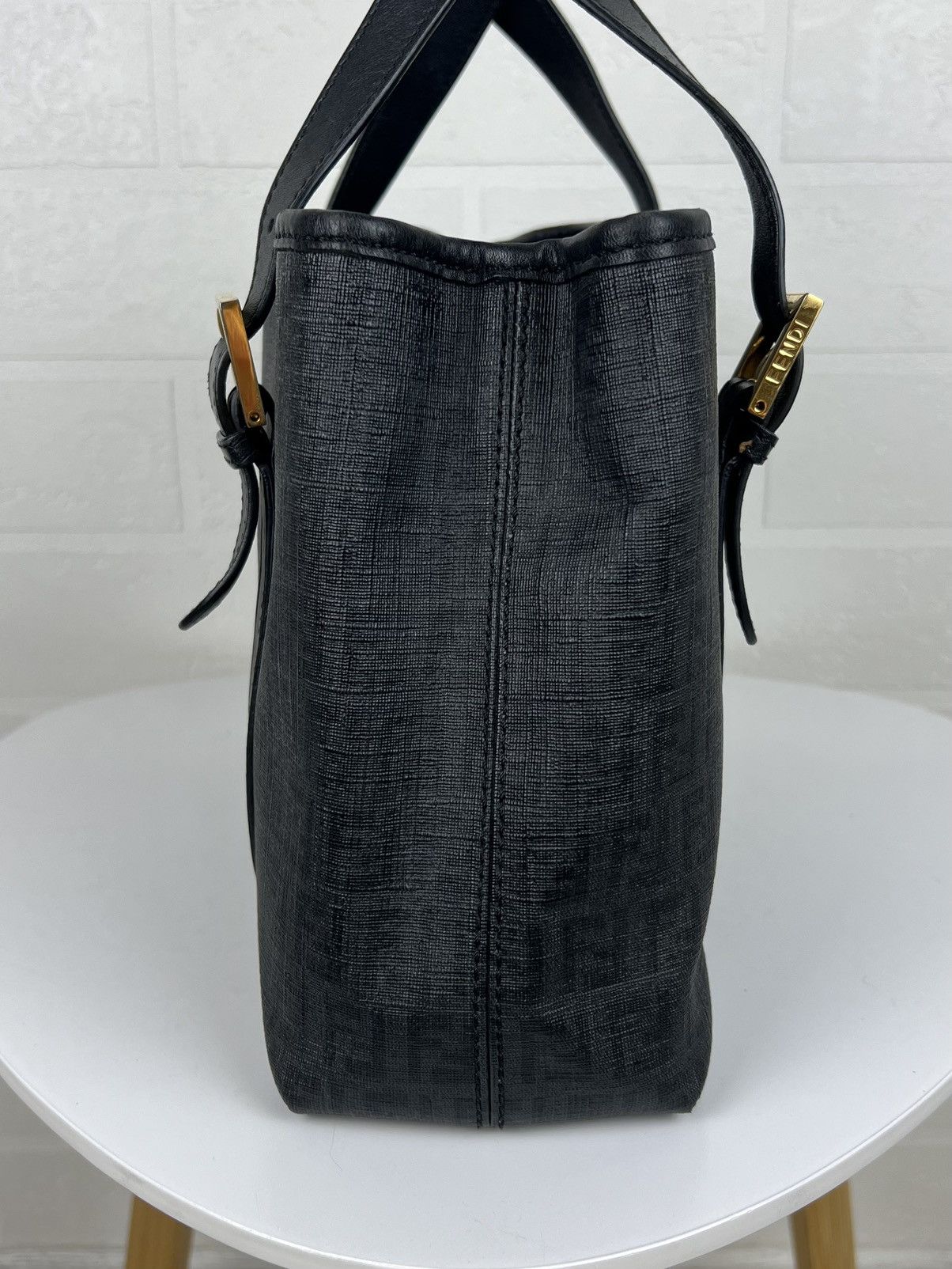 Fendi FENDI ZUCCHINO Hand Bag FF Monogram Canvas Black Women’s Size ONE SIZE - 4 Thumbnail