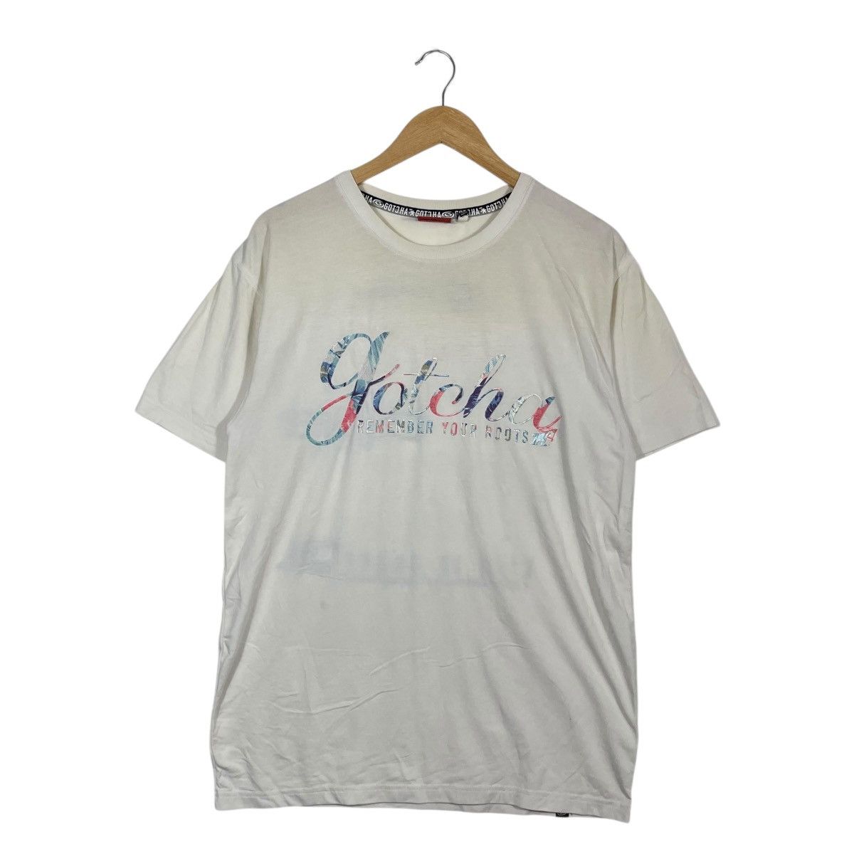 Gotcha Gotcha White Graphic T Shirt Surfwear Script Logo Back Print Size US L / EU 52-54 / 3 - 1 Thumbnail