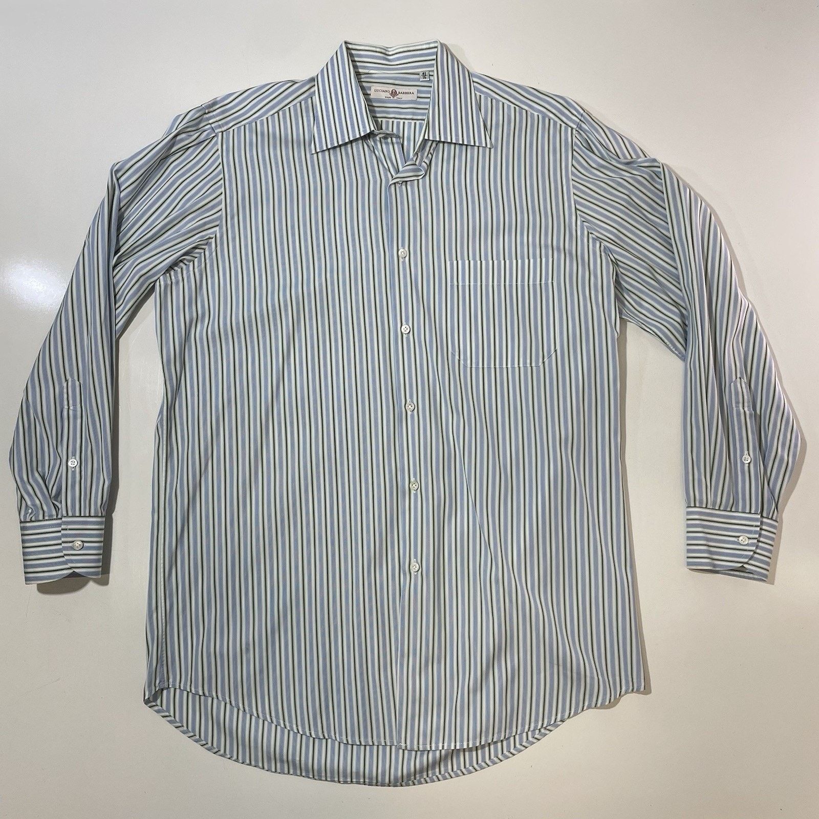 Barba Napoli Luciano Barbera Napoli Dress Shirt Men’s 16 41 Blue Green Size US L / EU 52-54 / 3 - 1 Thumbnail