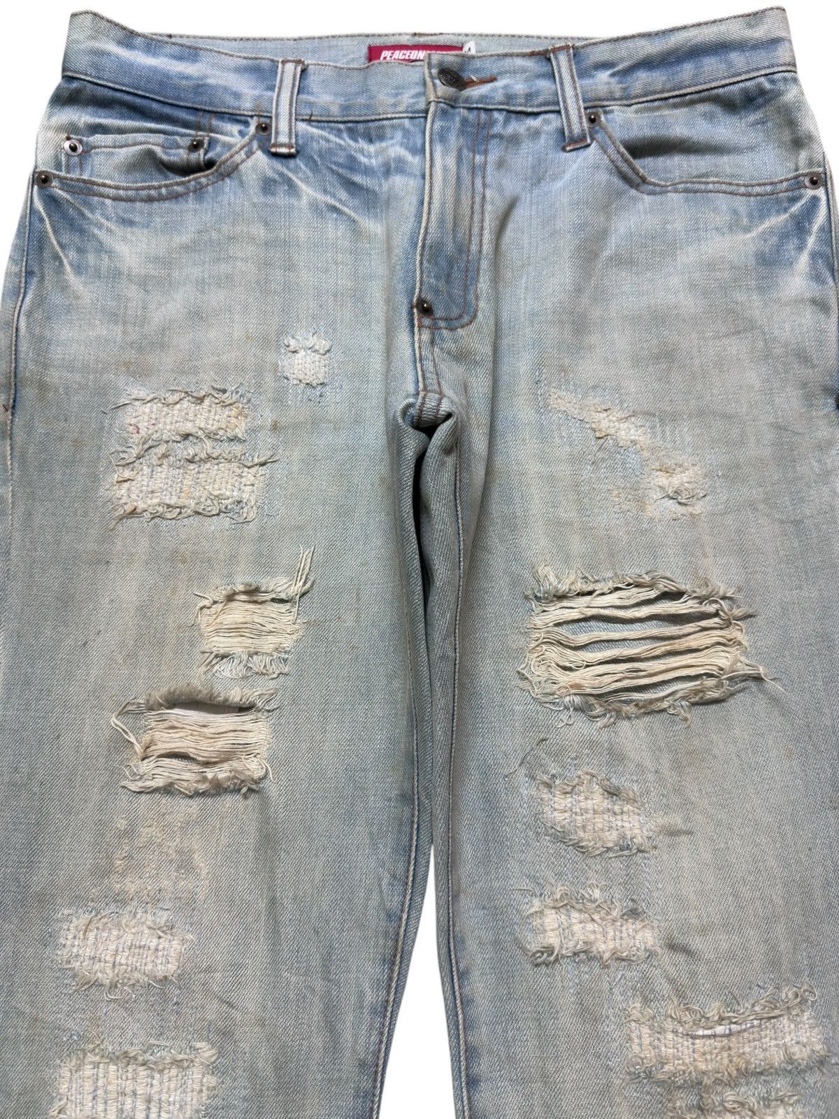 peaceminusone Vintage PeaceOnMars Flare Ripped Distressed Denim Size US 31 - 2 Thumbnail