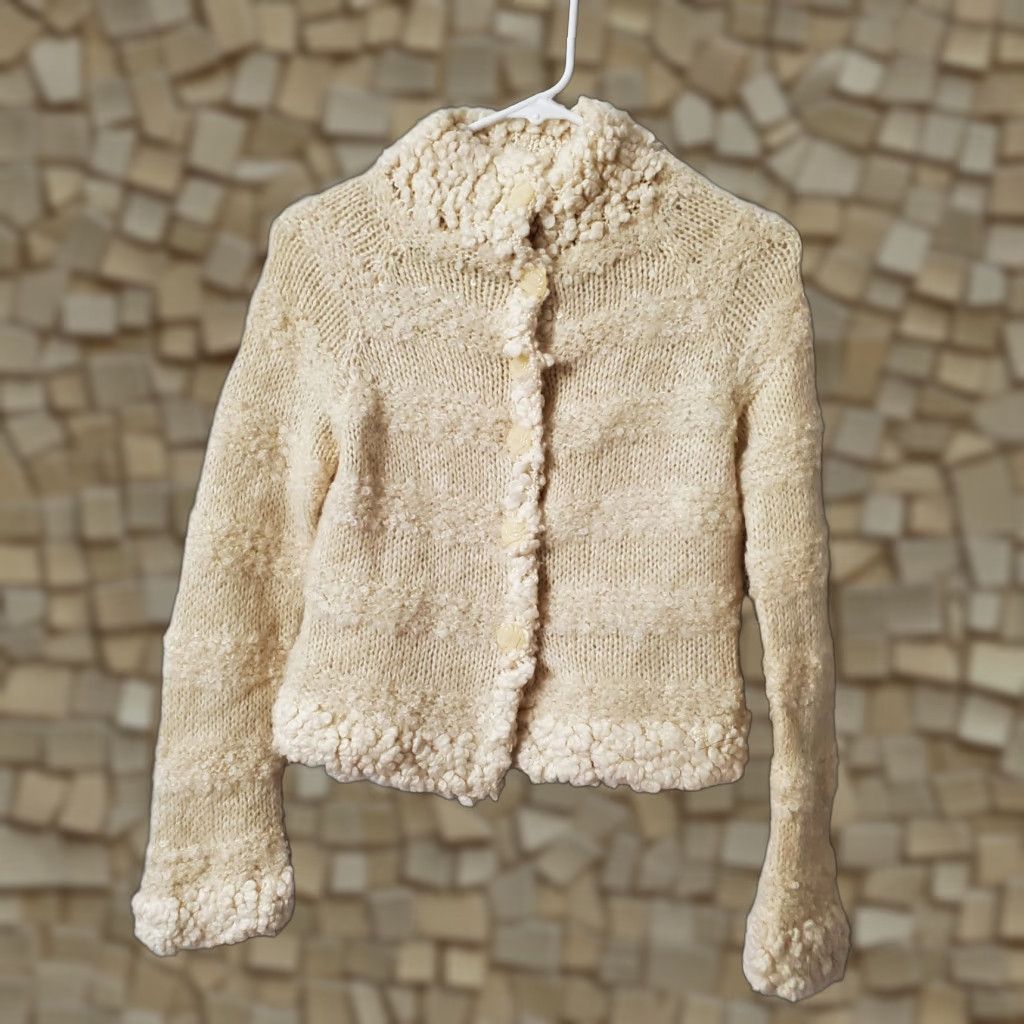 Anthropologie Anthropologie Sweater Cardigan Solid Ivory Wool Mohair Alpaca Nylon Acrylic Chunky-Knit XS Long Sleeve High Neck Button Up Winter Casual Womens Size XS / US 0-2 / IT 36-38 - 1 Thumbnail