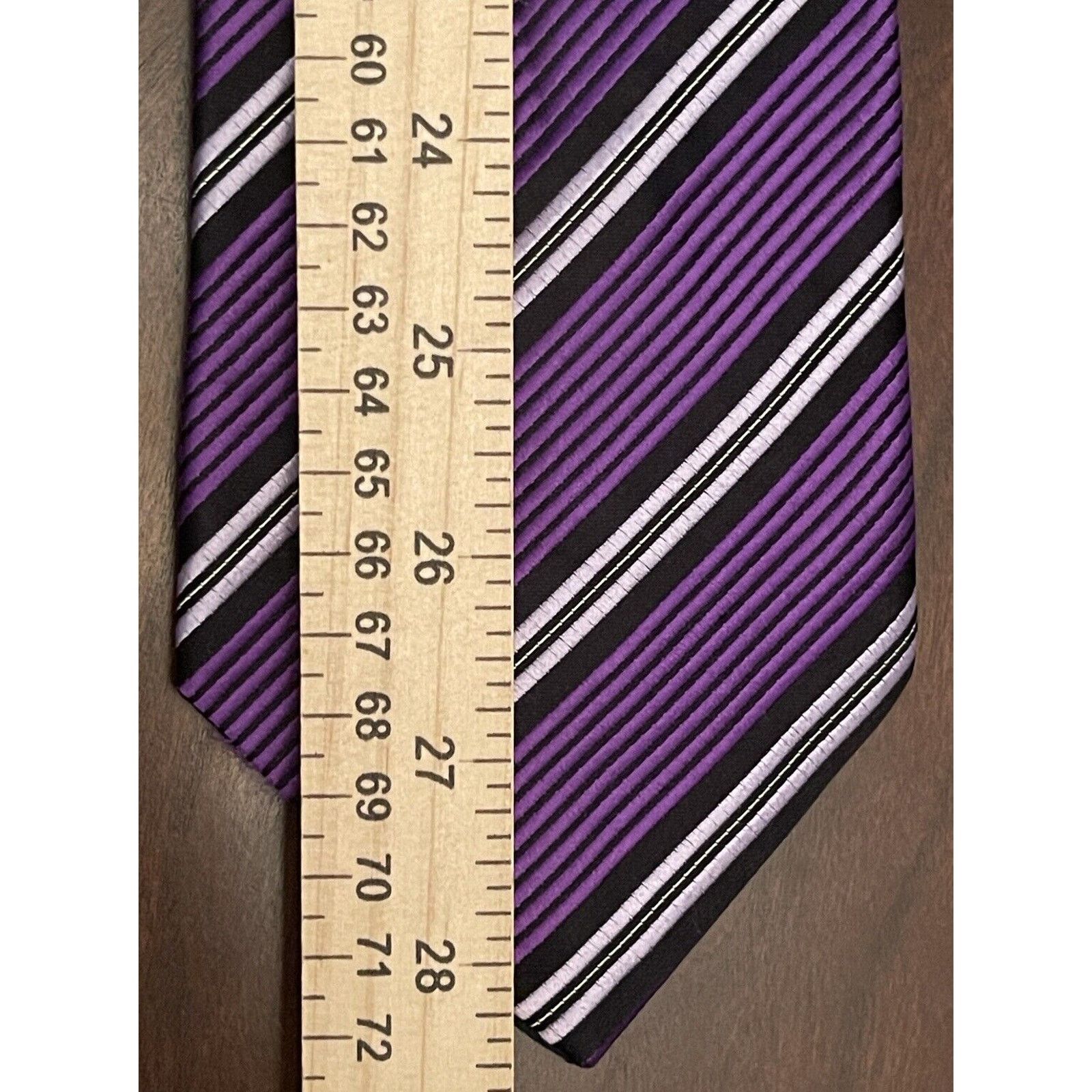 Calvin Klein Calvin Klein Purple Black 100% Silk Made In China Size ONE SIZE - 5 Thumbnail