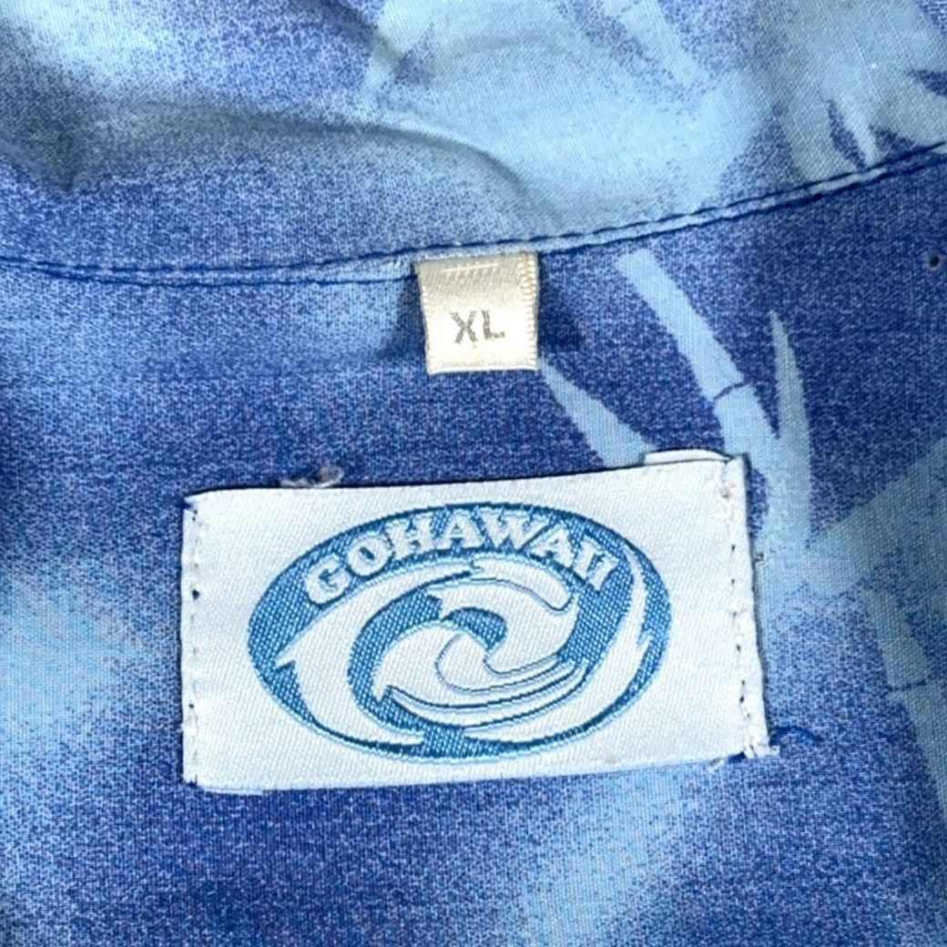 ALOHAS VINTAGE Go Hawaii Hawaiian Shirt Adult XL Blue Parrot Beach 80s Aloha Surf Button-Up Short Sleeve Pocketed Cotton Mens Size US L / EU 52-54 / 3 - 4 Thumbnail